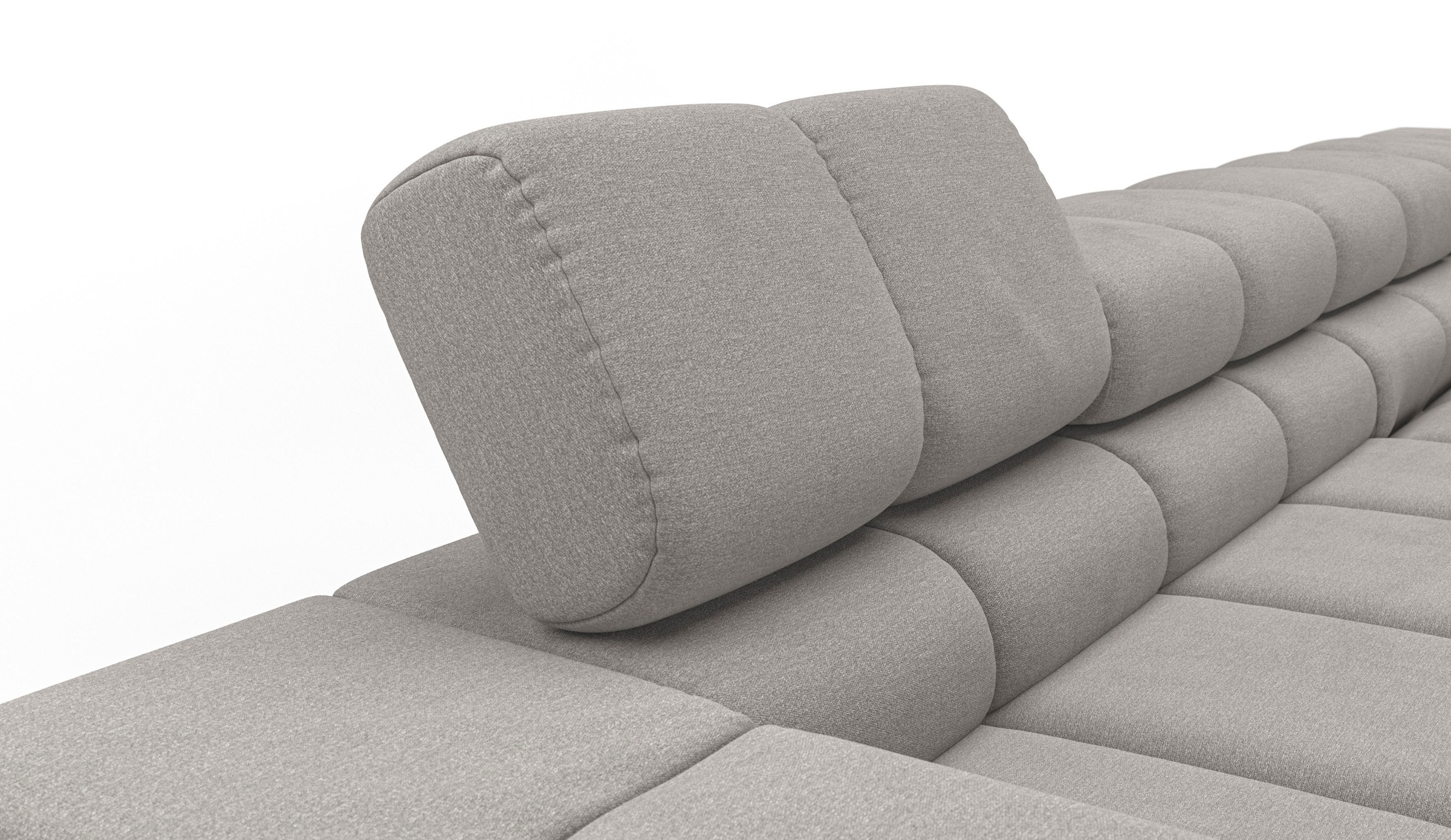 INOSIGN Ecksofa »Ancona New, wahlweise motorische Sitztiefenverstellung, auch Cord«, feine Steppung, mit Kopfteilverstellung, 3 Zierkissen, L-Form
