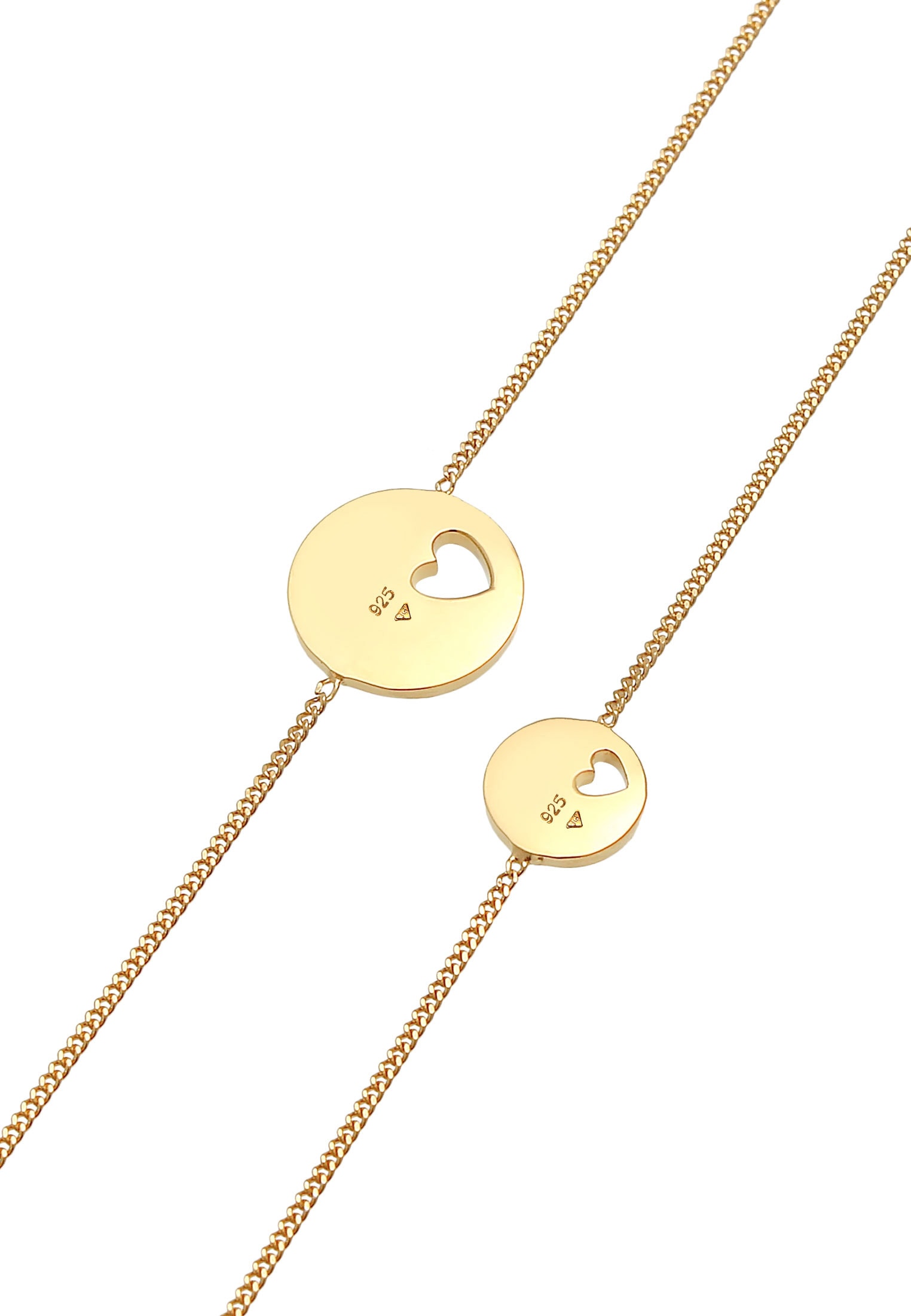 Elli Armketten Set »Armband Plättchen Herz Mutter Kind (2 tlg.) 925 Silber«