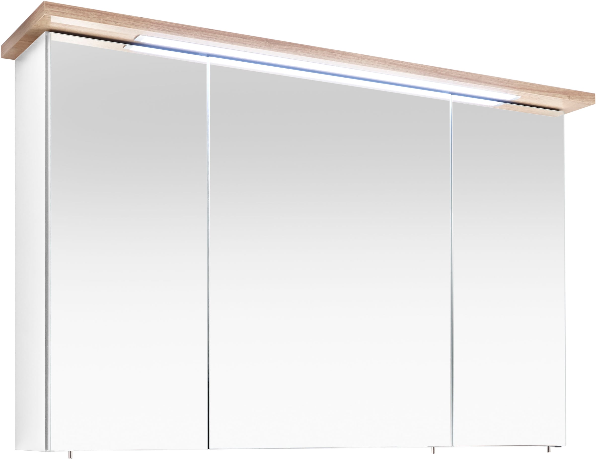 Saphir Badmöbel-Set »Quickset Mineralmarmor-Waschtisch mit LED-Spiegelschrank«, (2 St.), Waschplatz 115 cm breit, 5 Türen, 1 Schublade, inkl. Türdämpfer