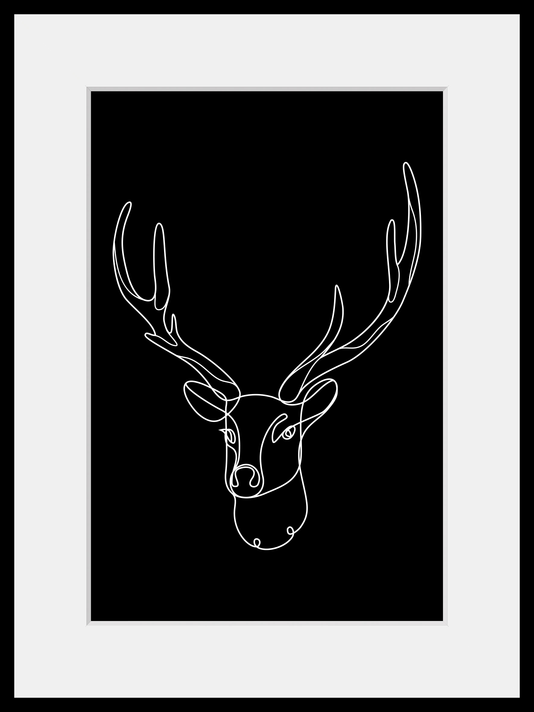 queence Bild »Vincent« Hirsch | Hirschbilder | Hirsche | Kunst | Schwarz-Weiß 1 Stk. tlg. HD Premium Poster-Druck inkl. Holzrahmen