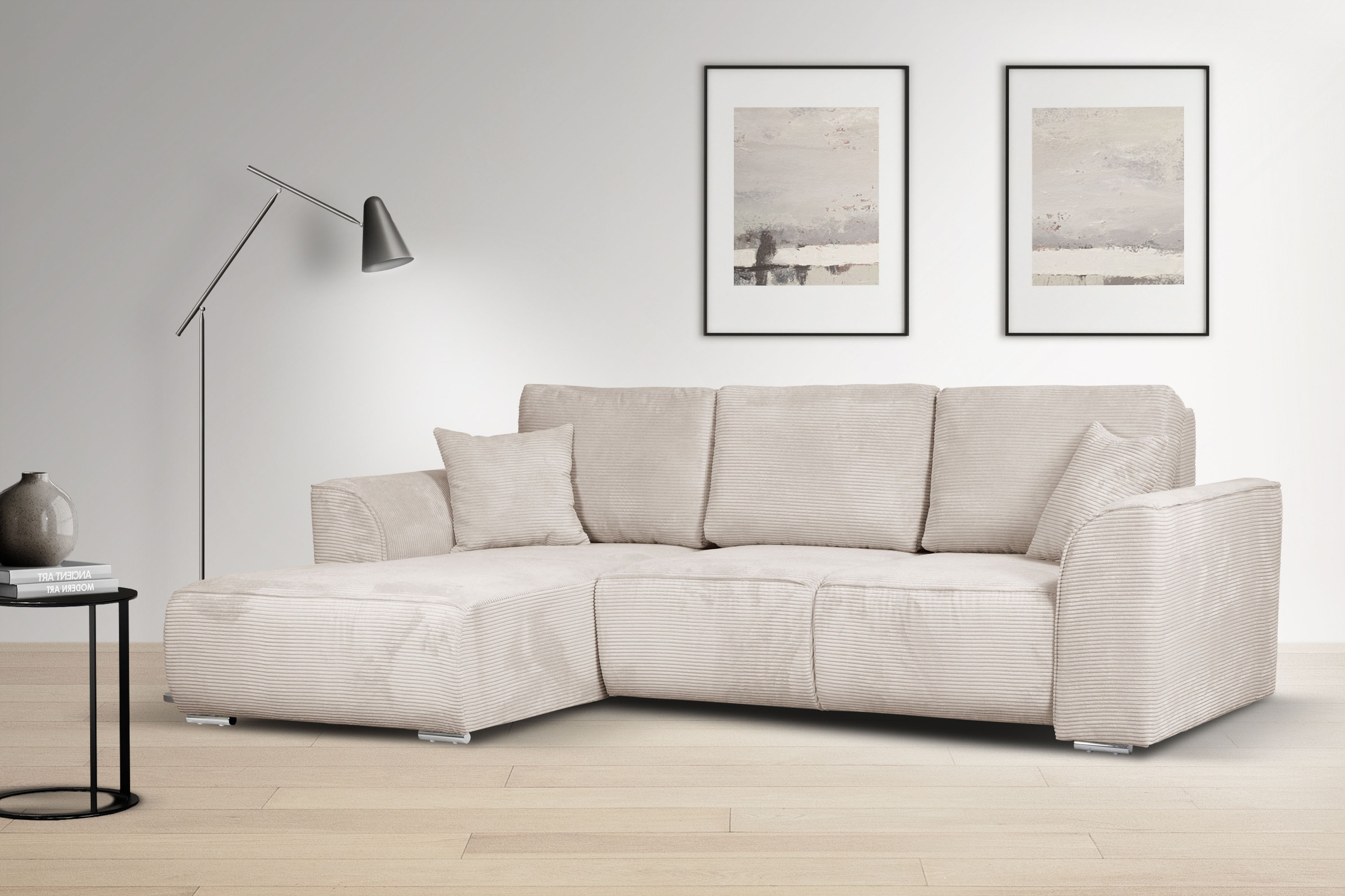 OTTO home Ecksofa »BEATRICE optionale Schlafsofa mit Bettkasten, B/T/H: 265/170/86 cm« L-Form, wahlweise auch mit Bettfunktion und Bettkasten