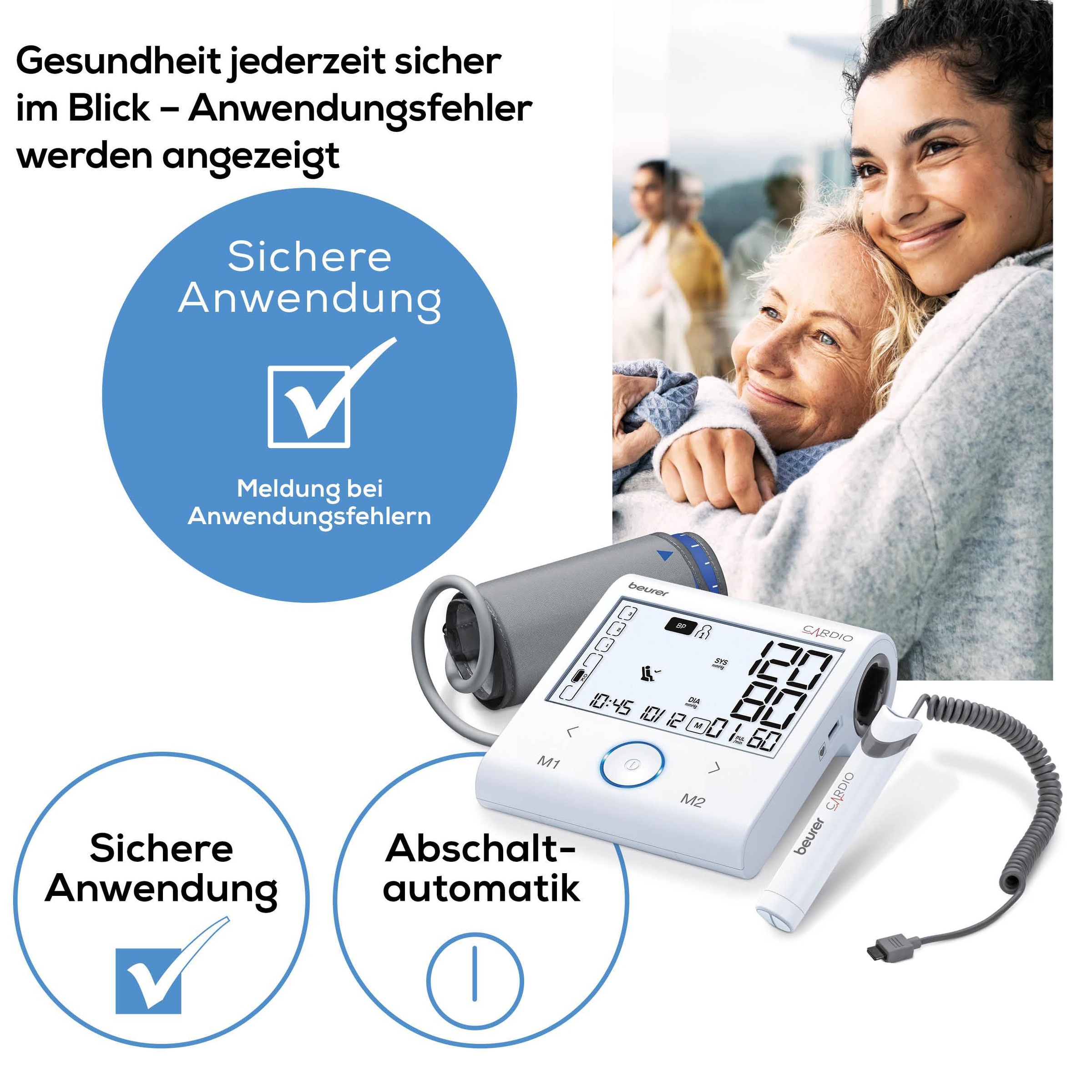 BEURER Oberarm-Blutdruckmessgerät »Beurer BM 96 Blutdruckmessgerät mit EKG-Funktion«, Mit 1-Kanal EKG zur Aufzeichnung des Herzrhythmus