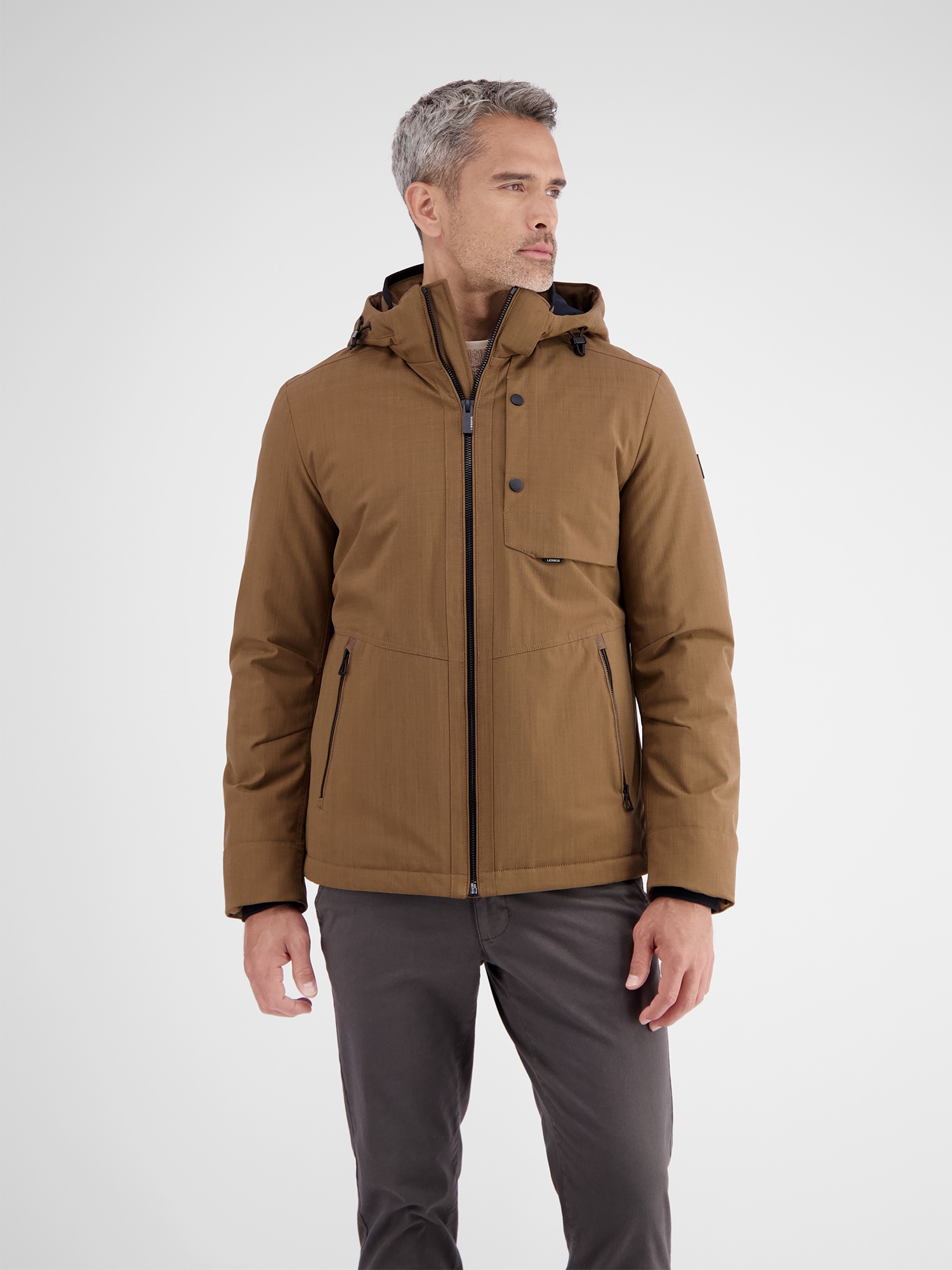LERROS Outdoorjacke »LERROS Herren Blouson in Stukturoptik« mit Kapuze Wasser- und windabweisend