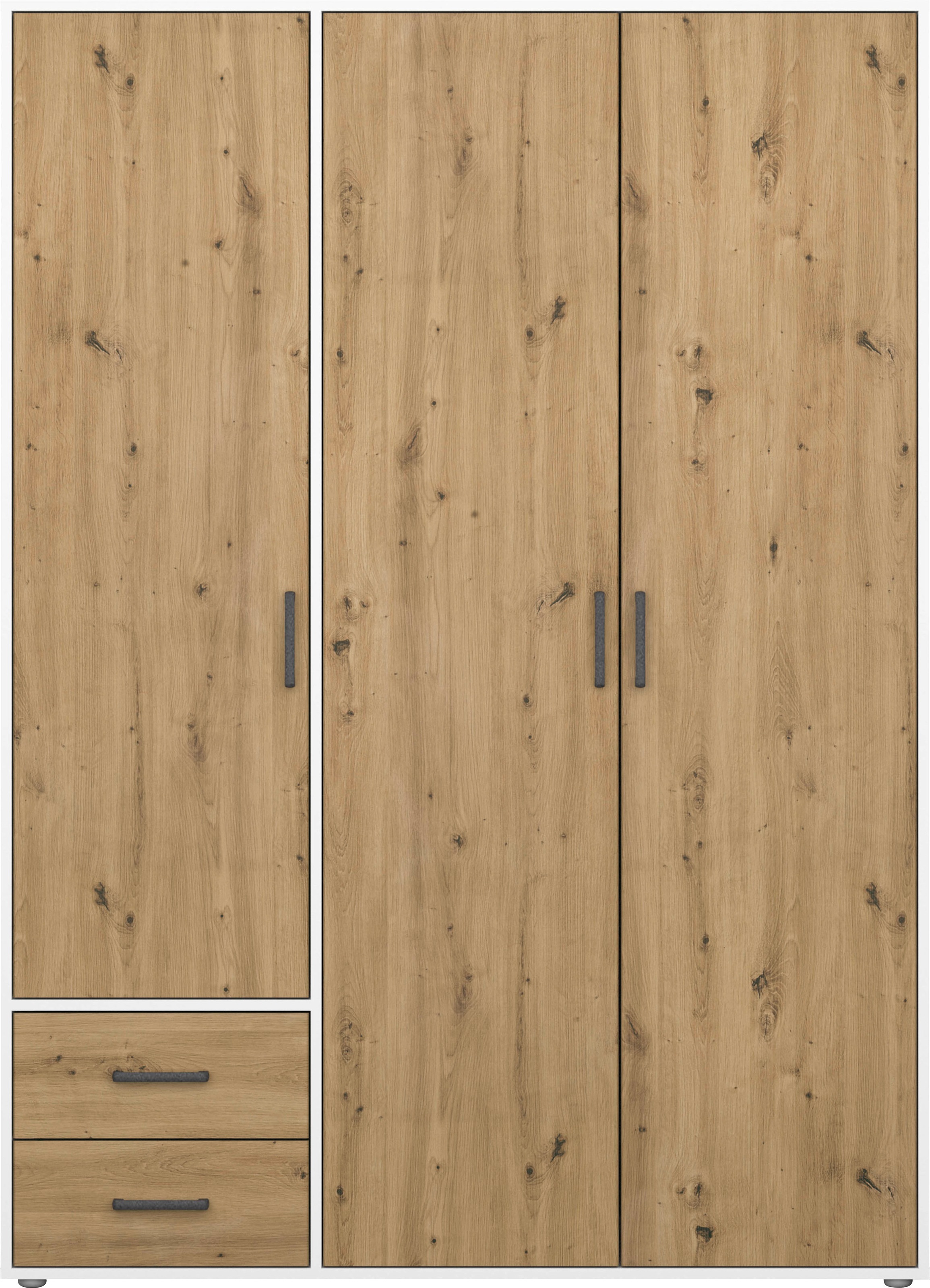 rauch Drehtürenschrank »Kleiderschrank Schrank Garderobe Wäscheschrank VOYAGER«, (in 3 verschiedenen Ausstattungen BASIC/CLASSIC/PREMIUM), moderne Griffe in Graumetallic mit Außenschubkästen MADE IN GERMANY