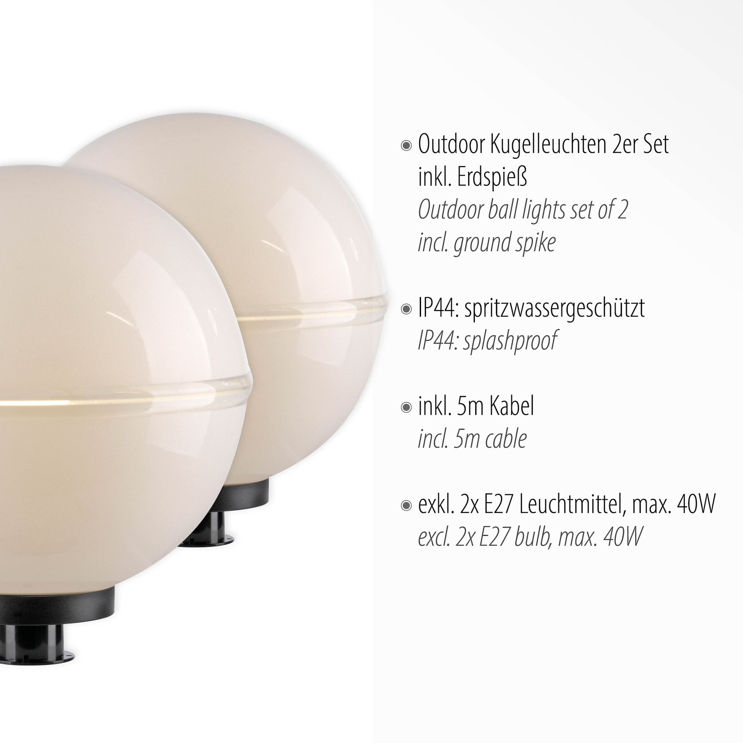 JUST LIGHT Kugelleuchte »HEMIS« E27 1 Stk. ExklusiveE27, IP44, IP44