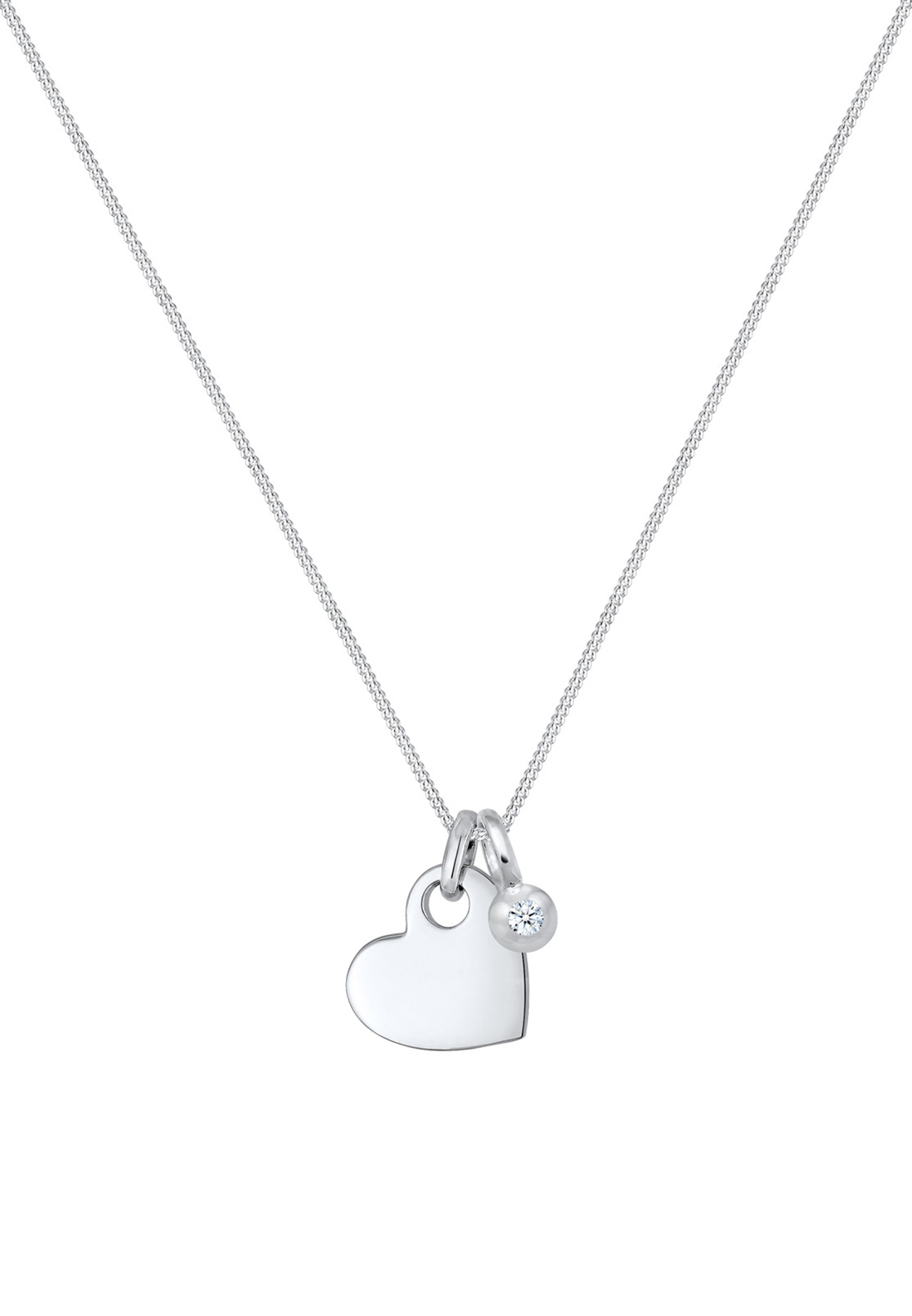 Elli DIAMONDS Silberkette »Halskette Herz Diamant Weiß Brillantschliff (0.03ct) 925 Sterling Silber«