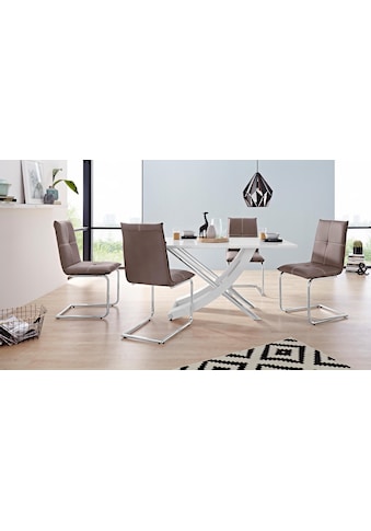 INOSIGN Essgruppe »Kaleo/Claire«, (Set, 5 tlg.), mit 4 Stühlen und 1 Tisch weiß Hochglanz kaufen