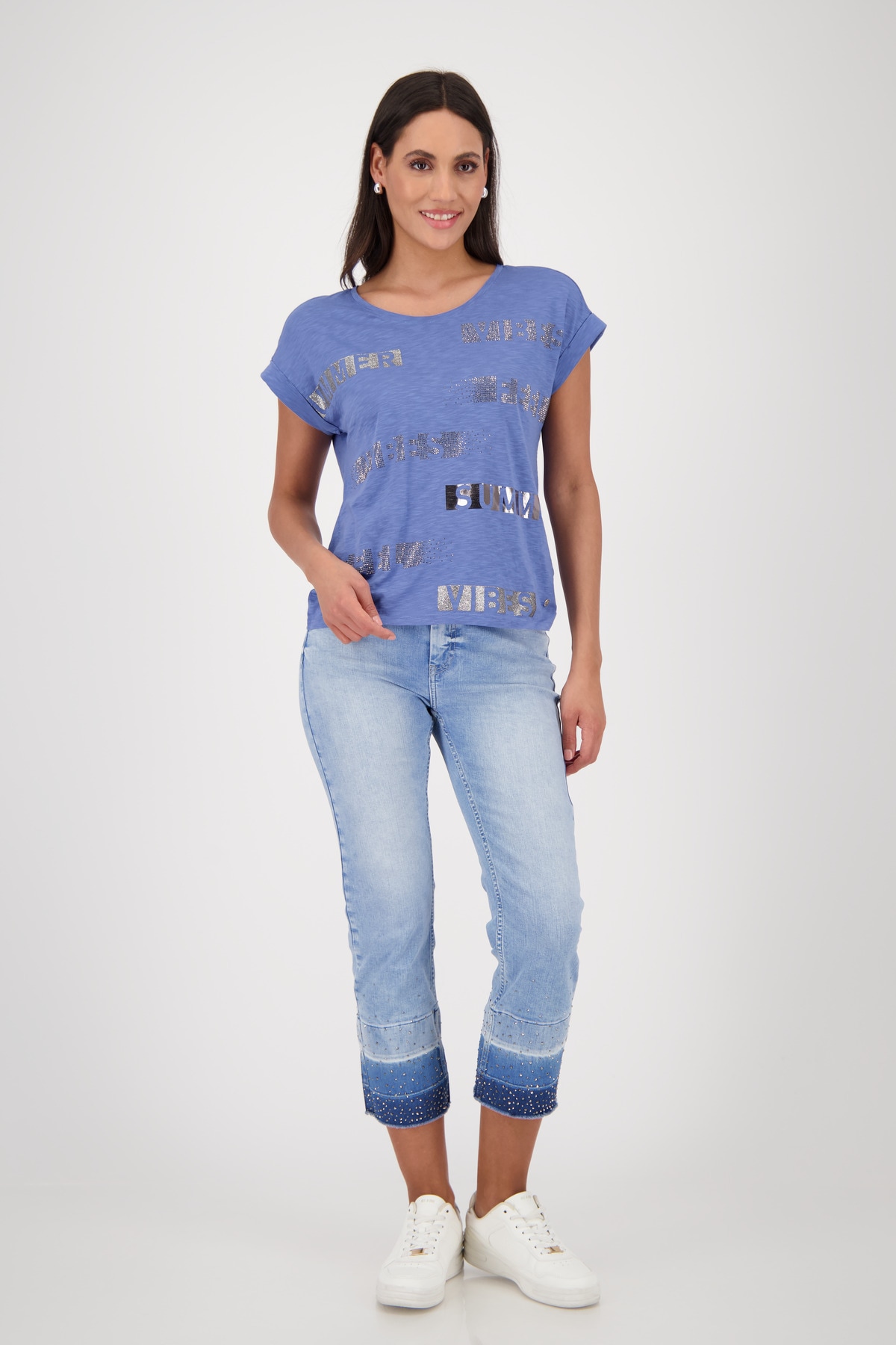 Monari Rundhalsshirt, mit Folienglanzdruck