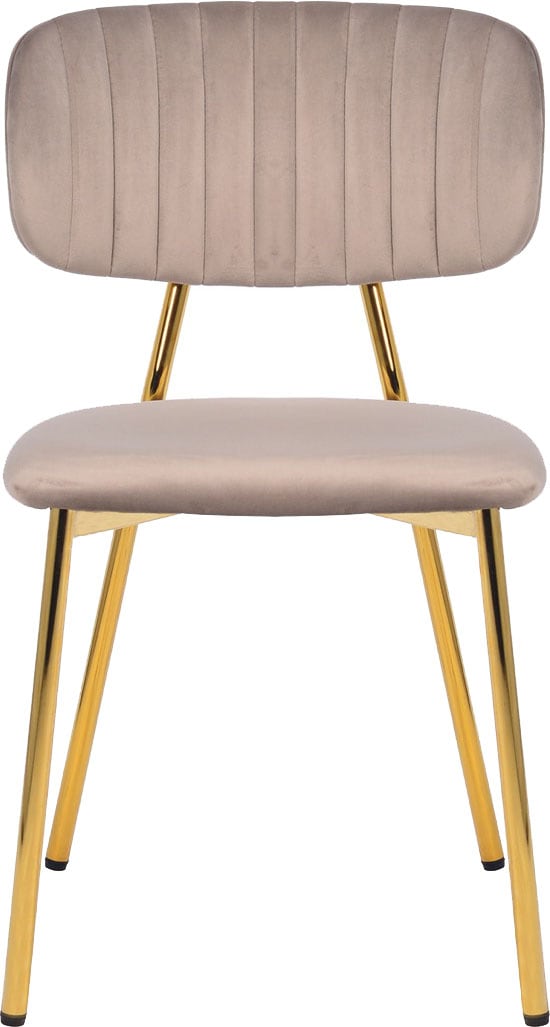 Kayoom Polsterstuhl »Stuhl Giselle 125 2er-Set, pflegeleichter Samtbezug«, (Set), 2 St., mit Armlehnen, goldenes Gestell aus Edelstahl, Samtbezug, Ziernähte