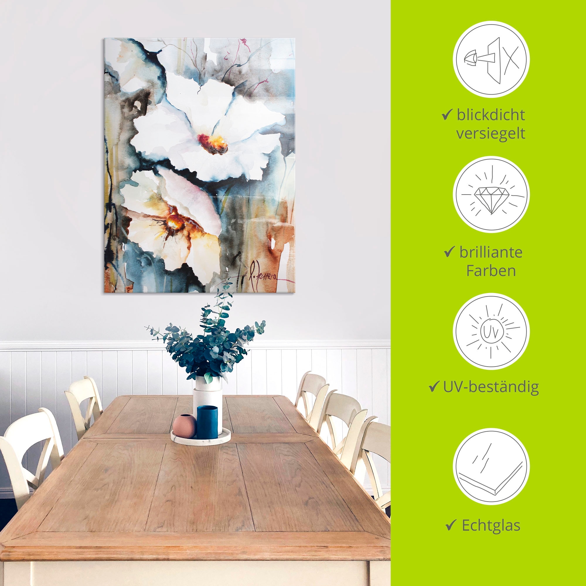 Artland Glasbild »Aquasblüten II« Blumen 1 Stk. tlg. in verschiedenen Größen