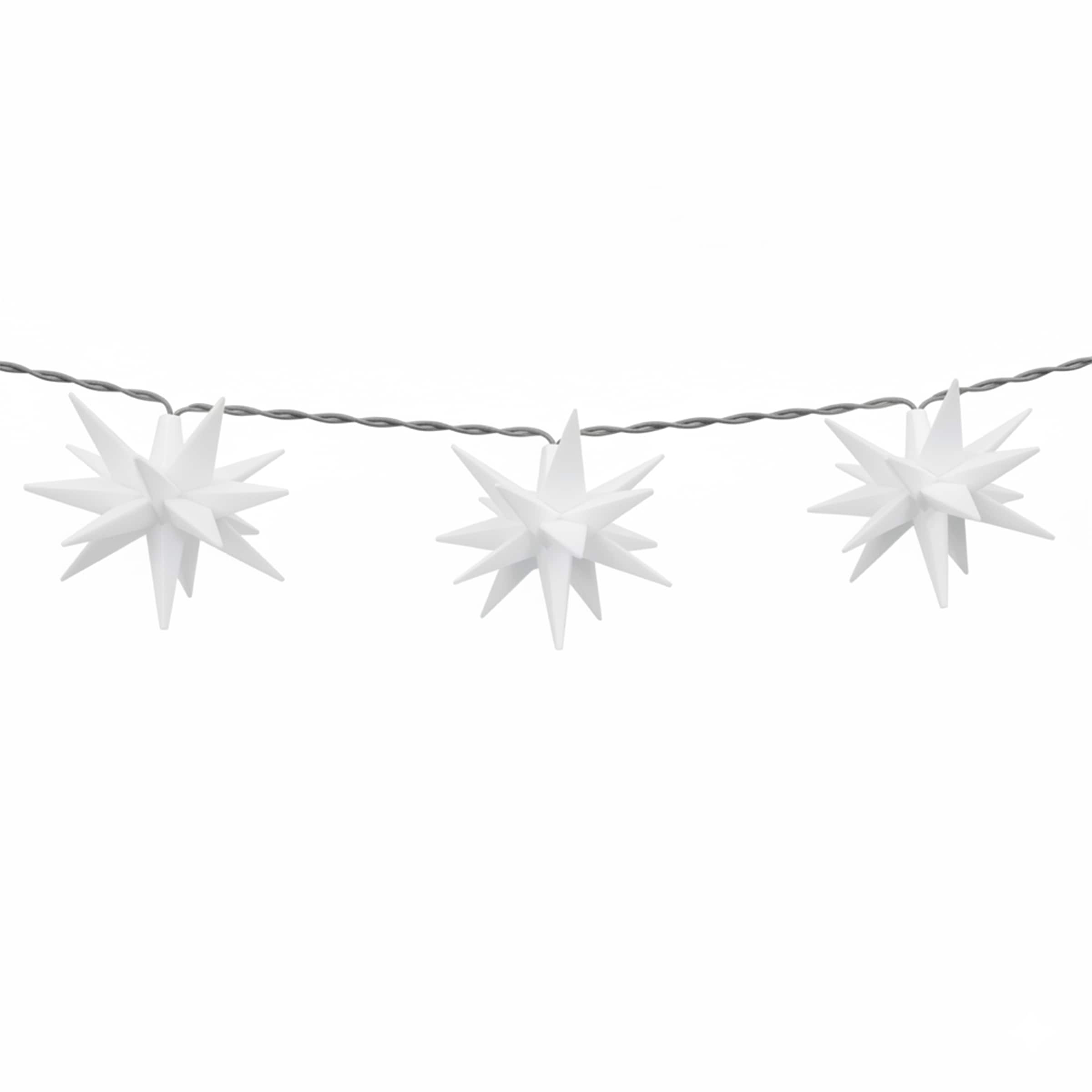 OTTO home LED-Lichterkette »10er 3D-Sterne, Timer, Länge 4,5m, Rot, Weiß oder Gelb, Indoor Outdoor« 10 Stk.-flammig mit Zeitschaltuhr, 4,5 m beleuchtet & 3 m Zuleitung, innen, außen