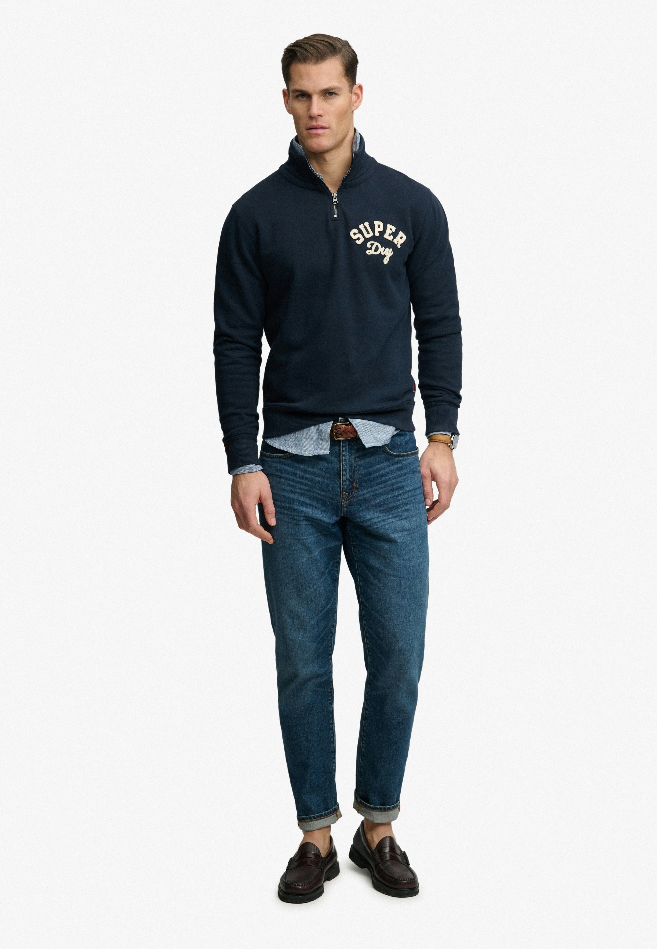 Superdry Sweatshirt »VINTAGE ATHLETIC HALF ZIP«, mit hoch geschlossenem Ausschnitt, Loose Fit, in normaler Länge
