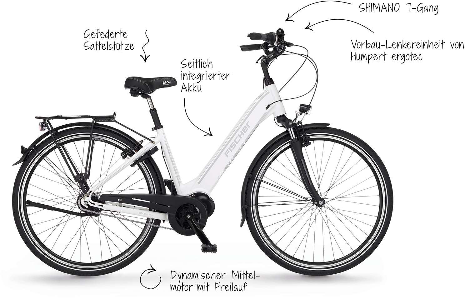 FISCHER Fahrrad E-Bike »CITA 3.1i«, 7 Gang, Shimano, Nexus, Mittelmotor 250 W