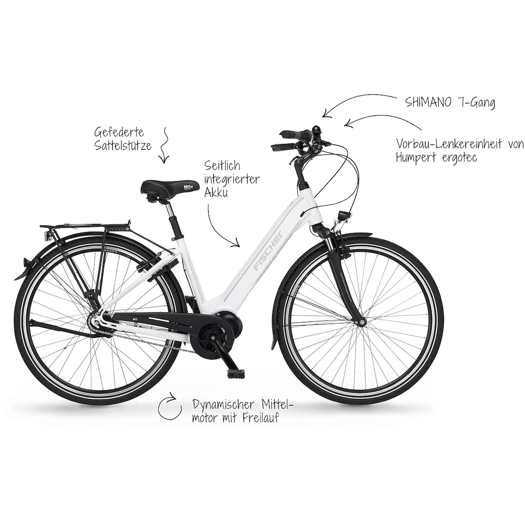 FISCHER Fahrrad E-Bike »CITA 3.1i«, 7 Gang, Shimano, Nexus, Mittelmotor 250 W