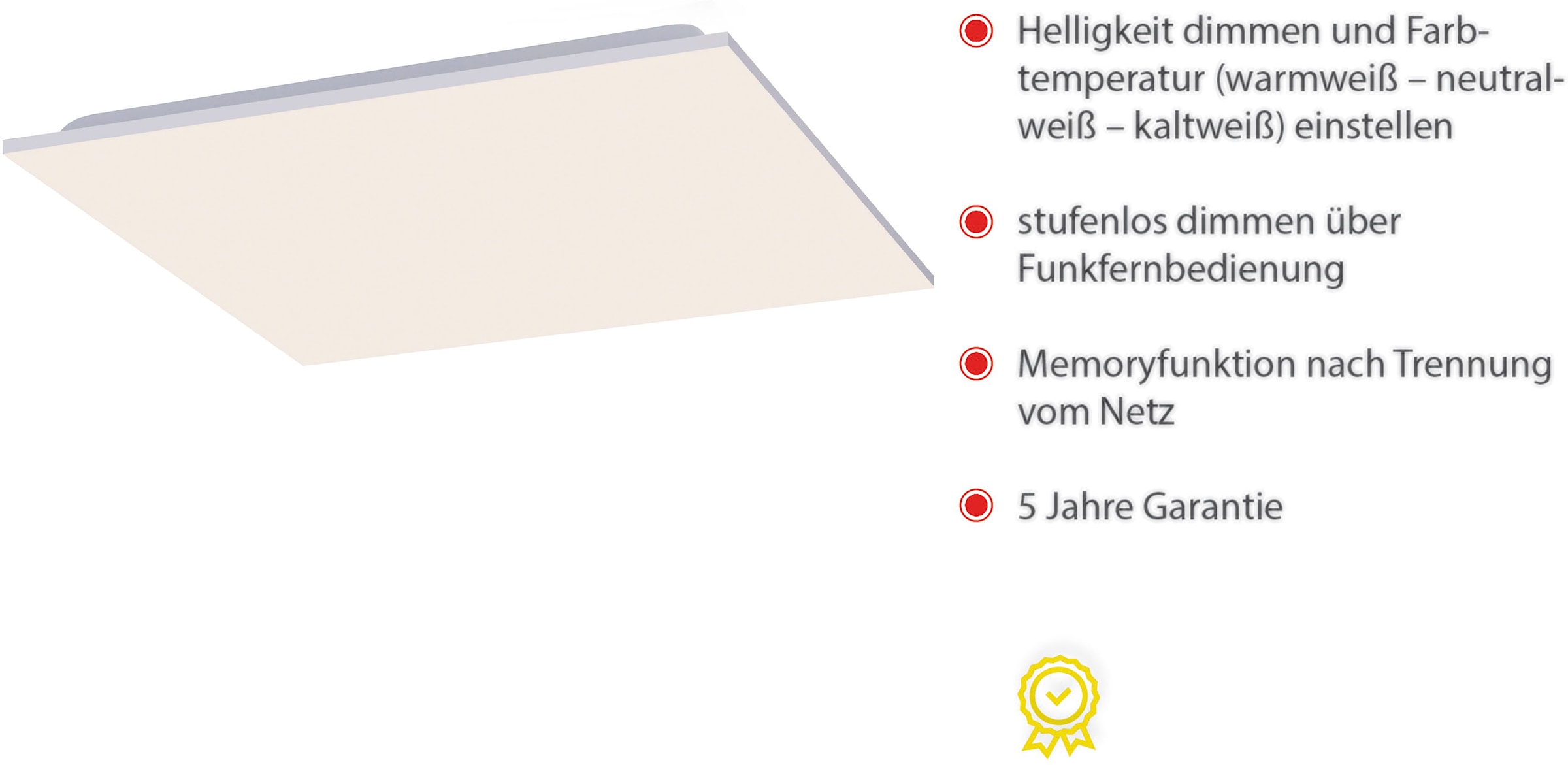 JUST LIGHT LED Deckenleuchte »CANVAS«, 1 flammig, Leuchtmittel LED-Board | LED wechselbar, dimmbar über IR-Fernbed.; CCT-Farbtemperaturwechsel; Memoryfunktion
