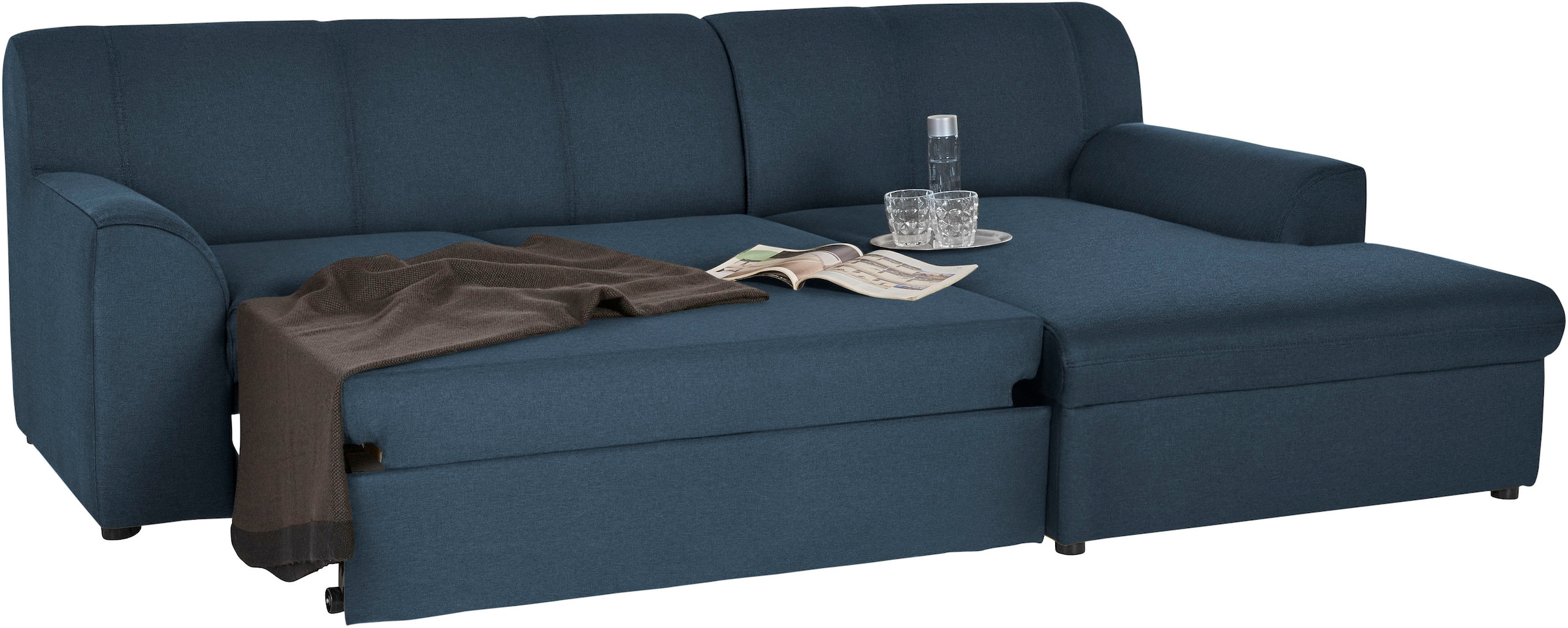 DOMO collection Ecksofa »Topper, elegant und zeitlos, kompaktes Stellmaß 245/155cm, L-Form«, mit Recamiere, wahlweise mit Schlaffunktion