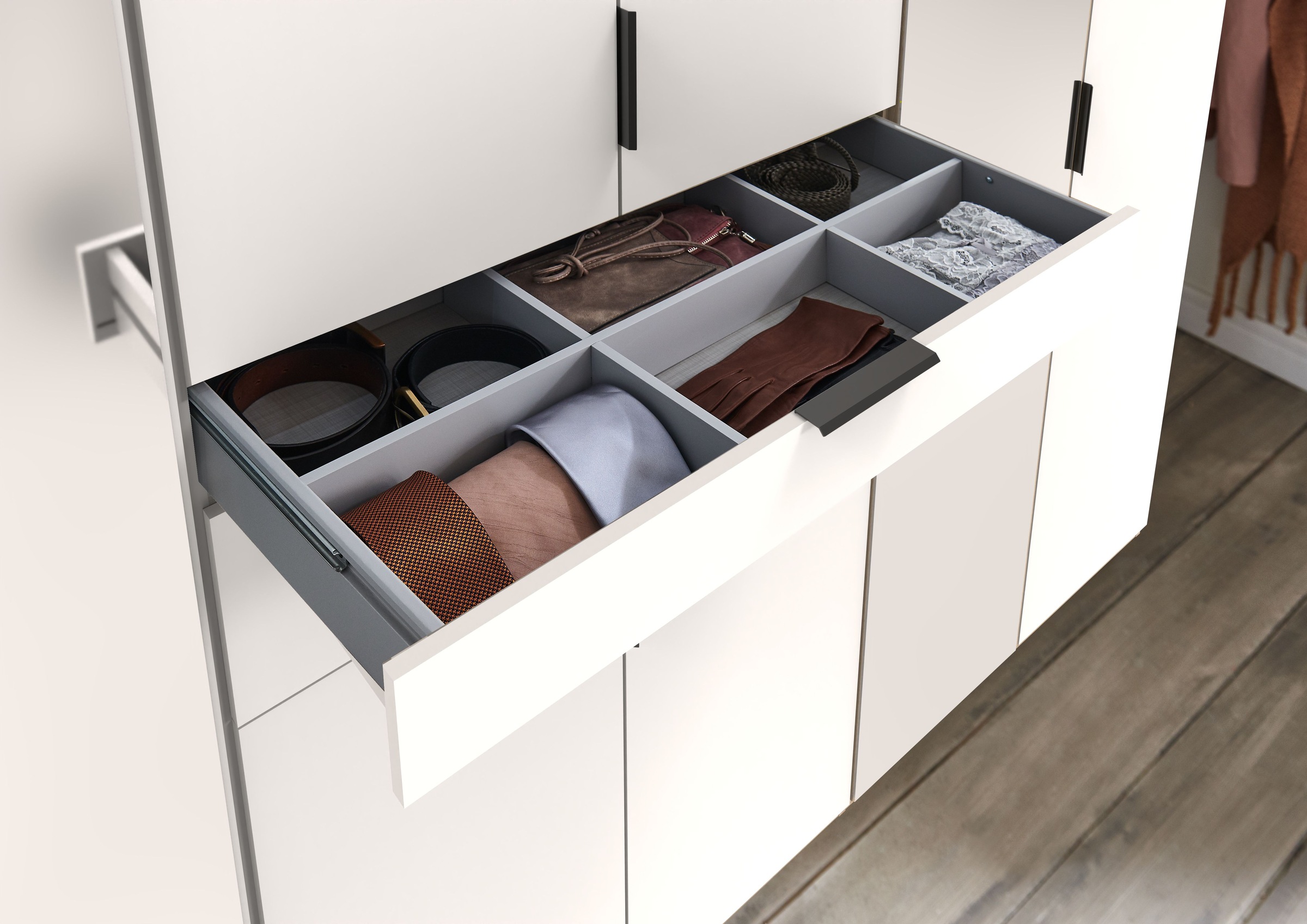 Wimex Drehtürenschrank »Moldau. Lieferung bis in Deine Etage«, Kleiderschrank mit Spiegel, 2 Schubladen in 2 Breiten schwarze Griffe