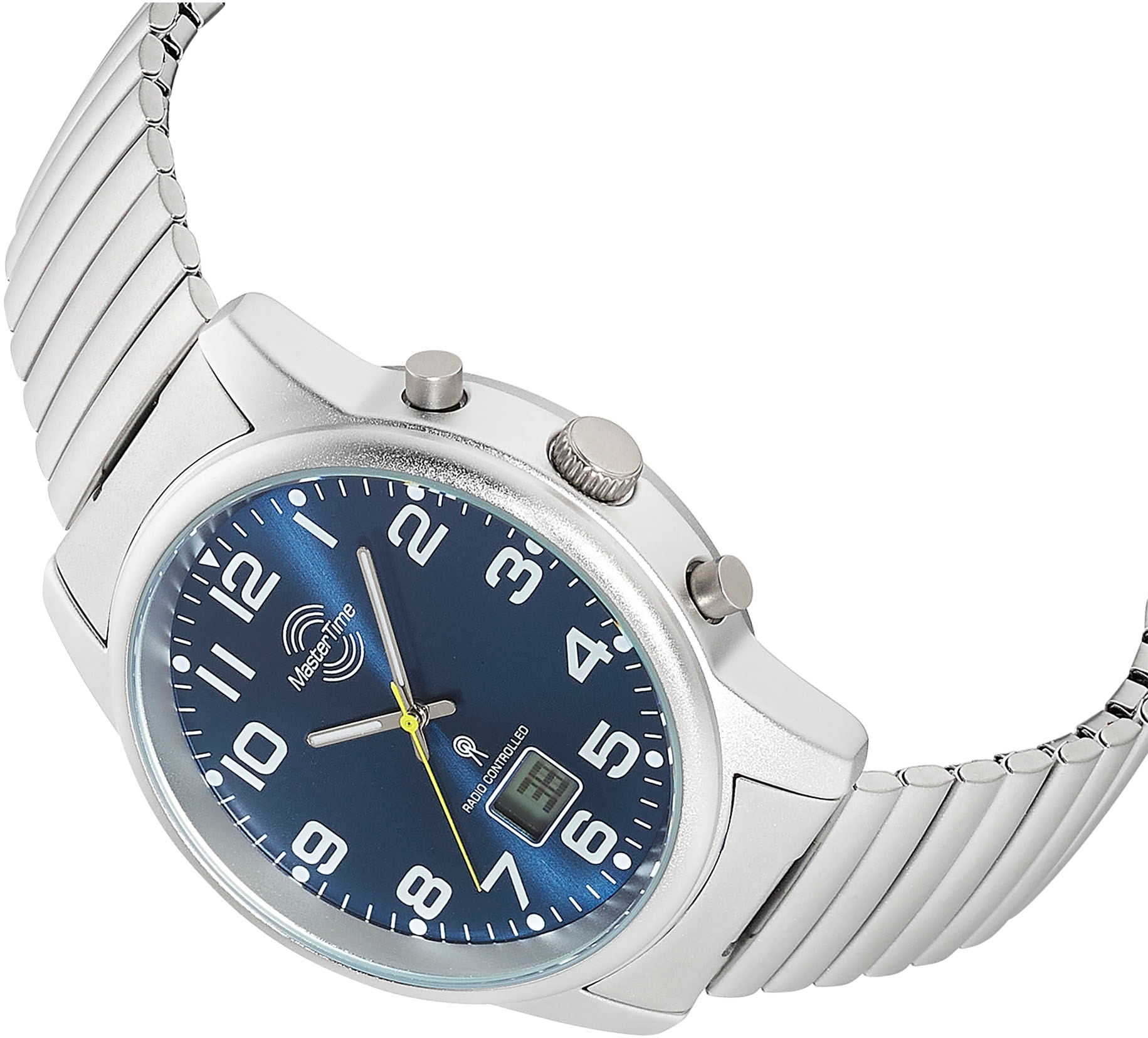 MASTER TIME Funkuhr »Super Power«, Armbanduhr, Quarzuhr, Herren, Datum, Leuchtzeiger, Flexband, Zugband