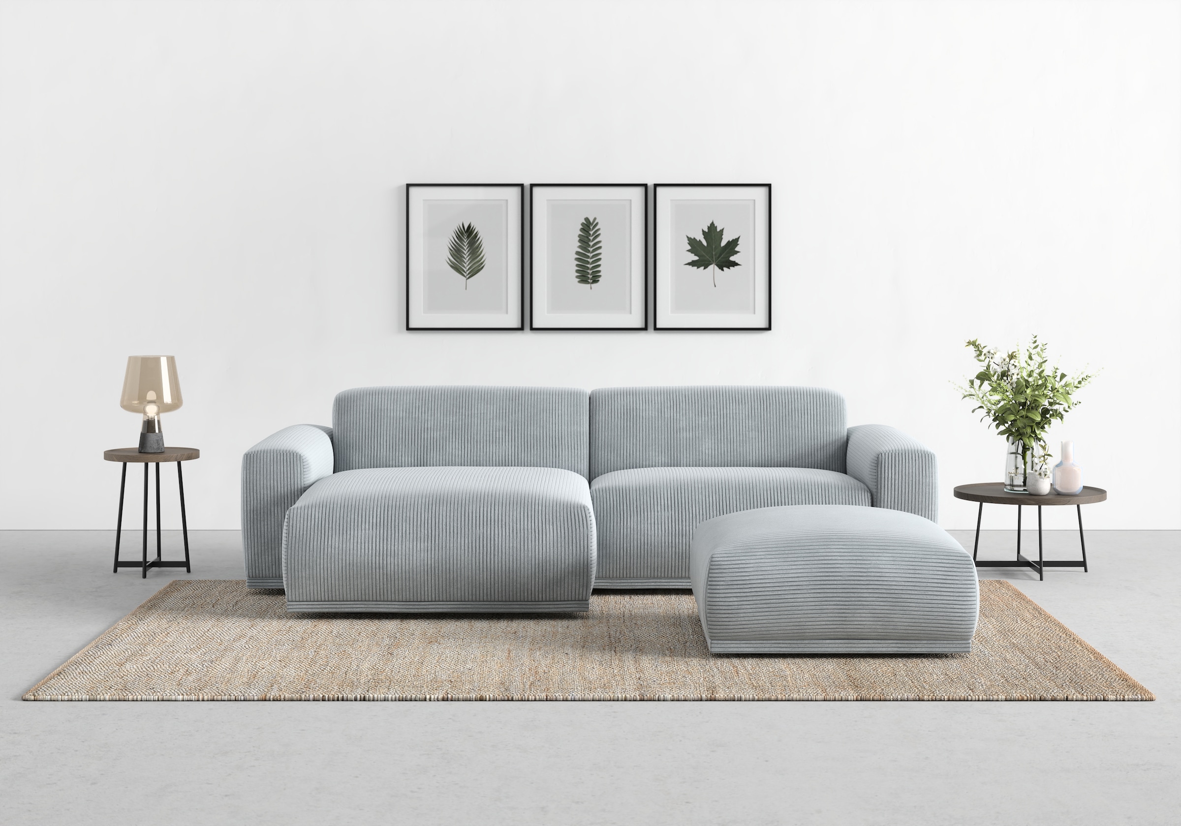 TRENDMANUFAKTUR Ecksofa »Braga, mit hochwertigem Kaltschaum, L-Form, in Cord erhältlich«, (2 St.), modernes Sofa, Couch mit hohem Sitzkomfort, 255/72/160 cm (B/H/T)