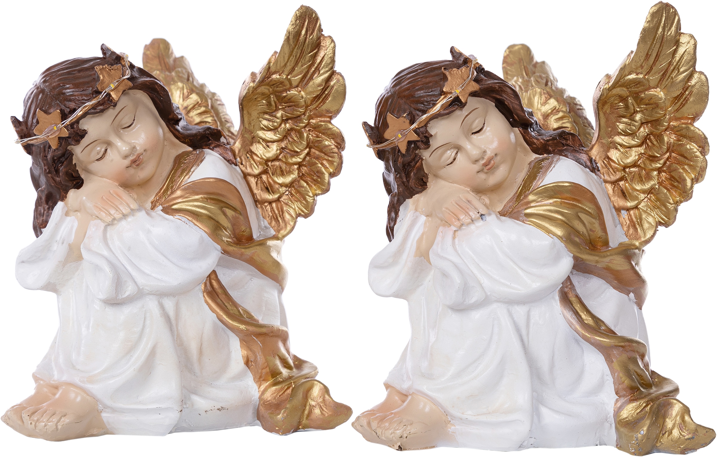 Engelfigur »Weihnachtsdeko«, mit beleuchtetem Haarkranz, Höhe ca. 18 cm