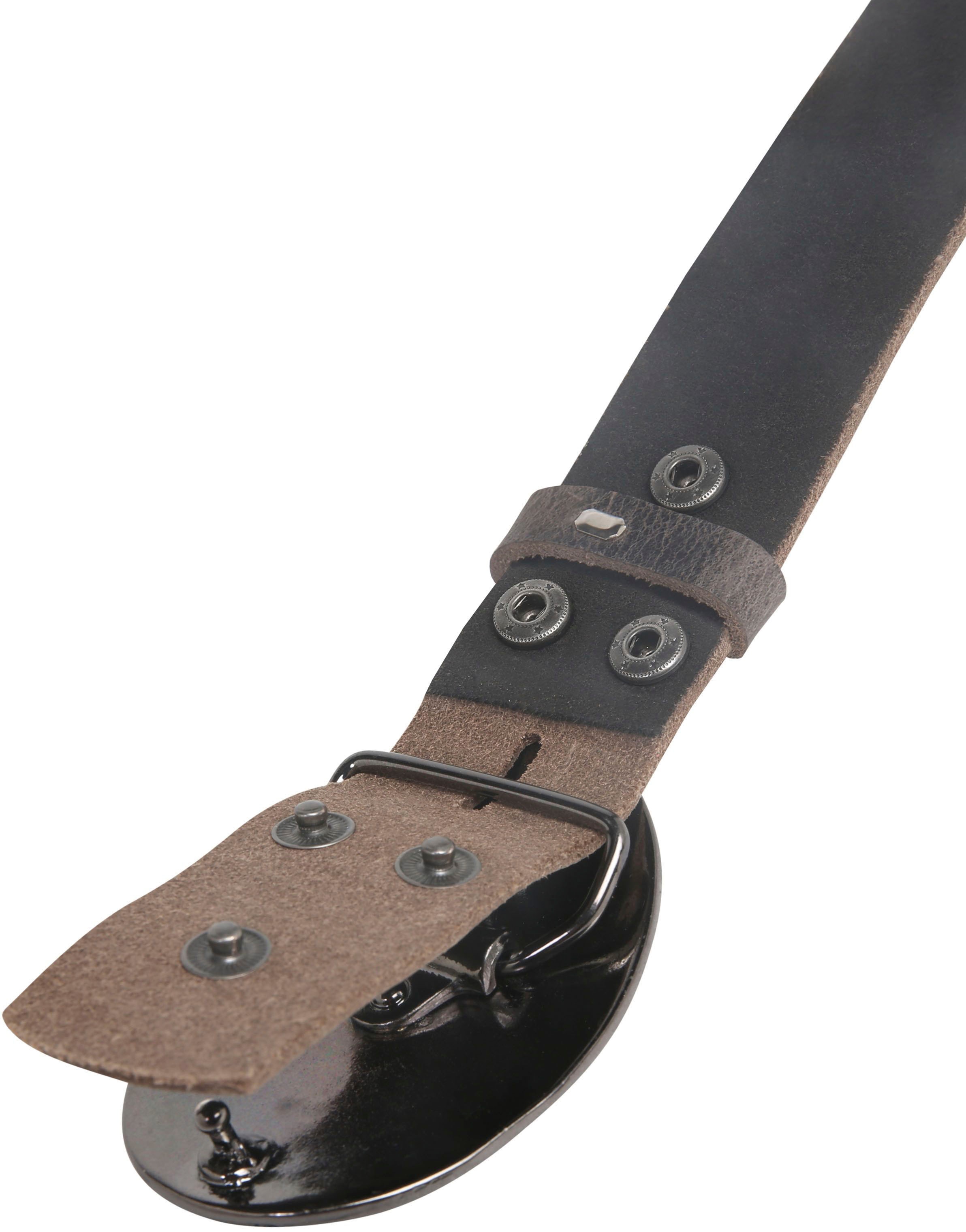 Rettungsring Gürtel Ledergürtel mit Weltkarten-Schließe, rustikales Design