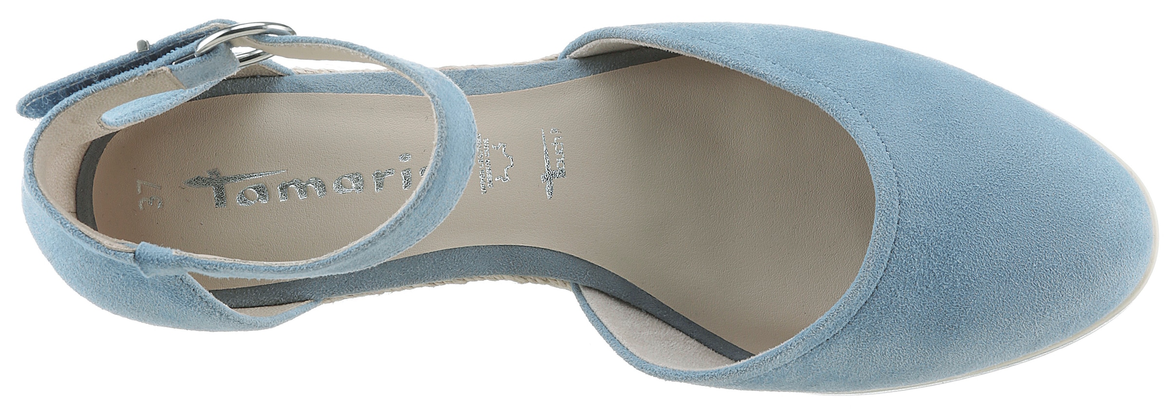 Tamaris Keilpumps, Keilabsatz, Schlupfschuh, Riemchensandale mit modischem Jute-Besatz