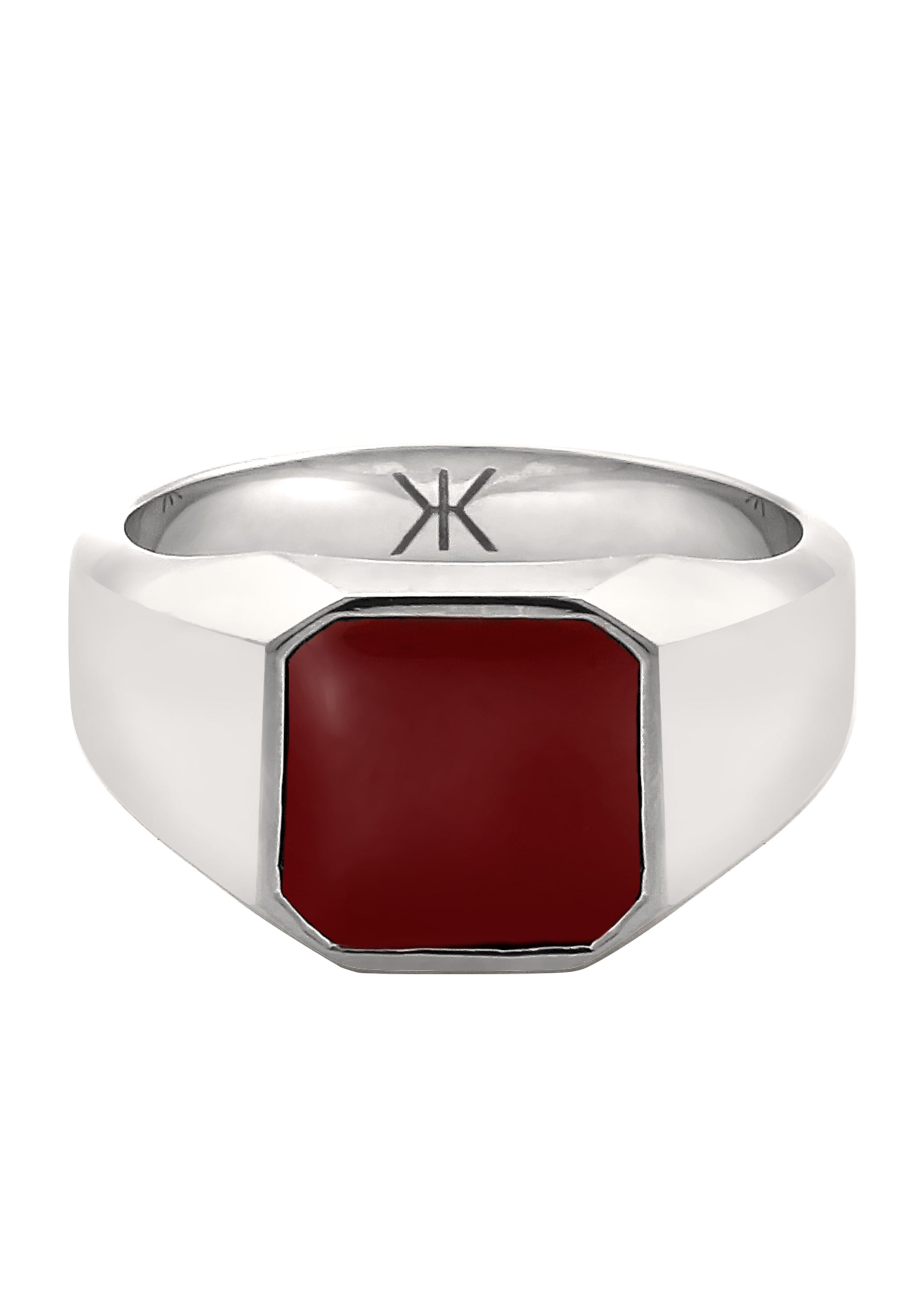 Kuzzoi Siegelring »Ring Siegelring Quadrat Emaille Rot 925 Sterling Silber«