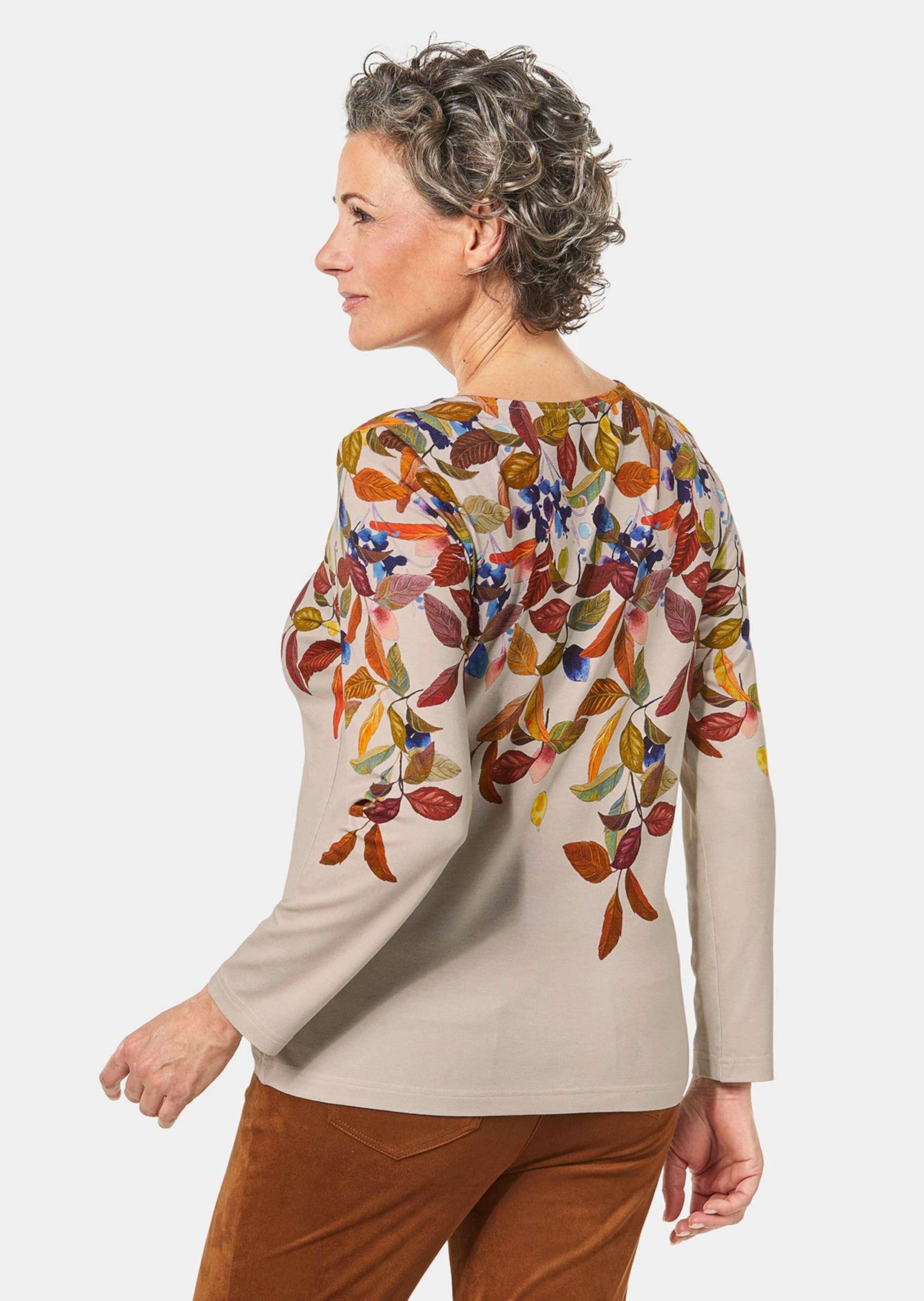 GOLDNER Longpullover »Kurzgröße Bezauberndes Druckshirt mit Motivdruck« Ohne