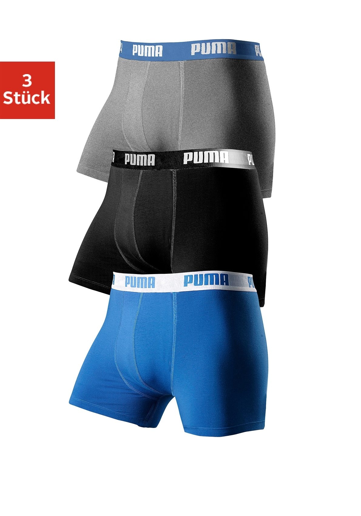 PUMA Boxer, (Packung, 3 St.), mit Marken-Logo im Bund bei ♕