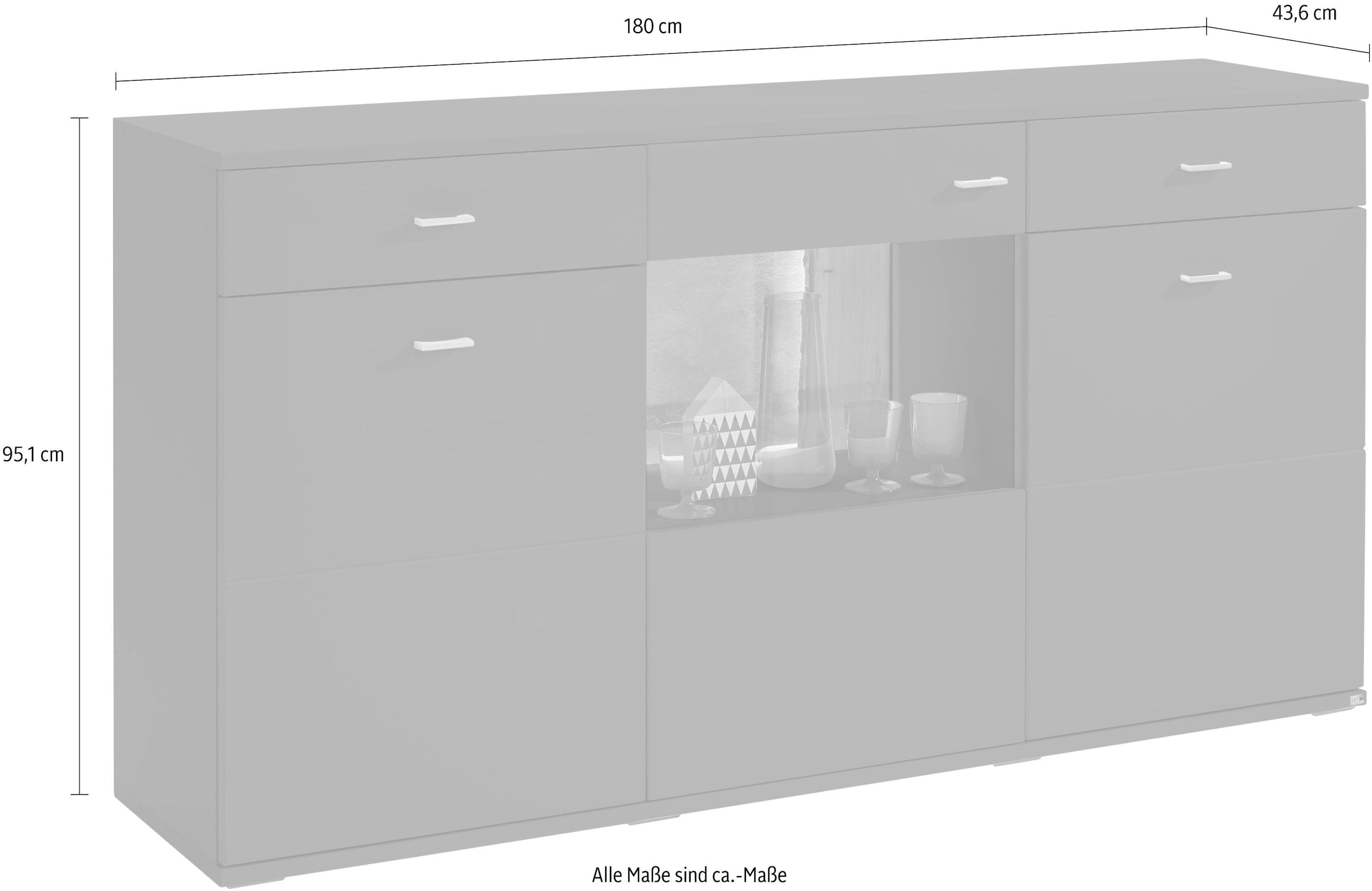 set one by Musterring Sideboard »TACOMA«, Typ 53, Breite 180 cm, mit getönter Glastür