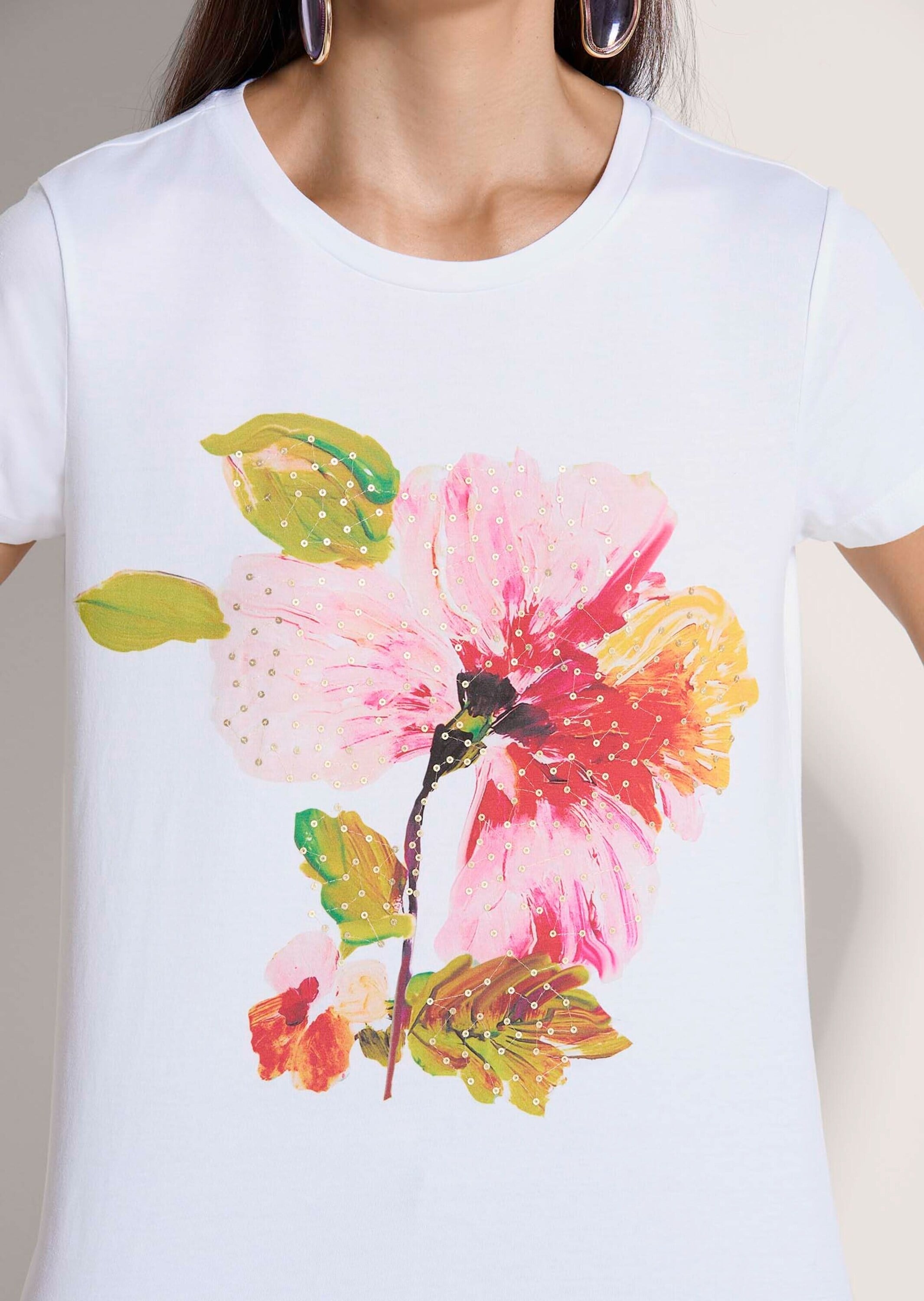 MADELEINE Print-Shirt »Shirt Florales Print-Shirt mit Pailletten, Kurzarm« Pailetten