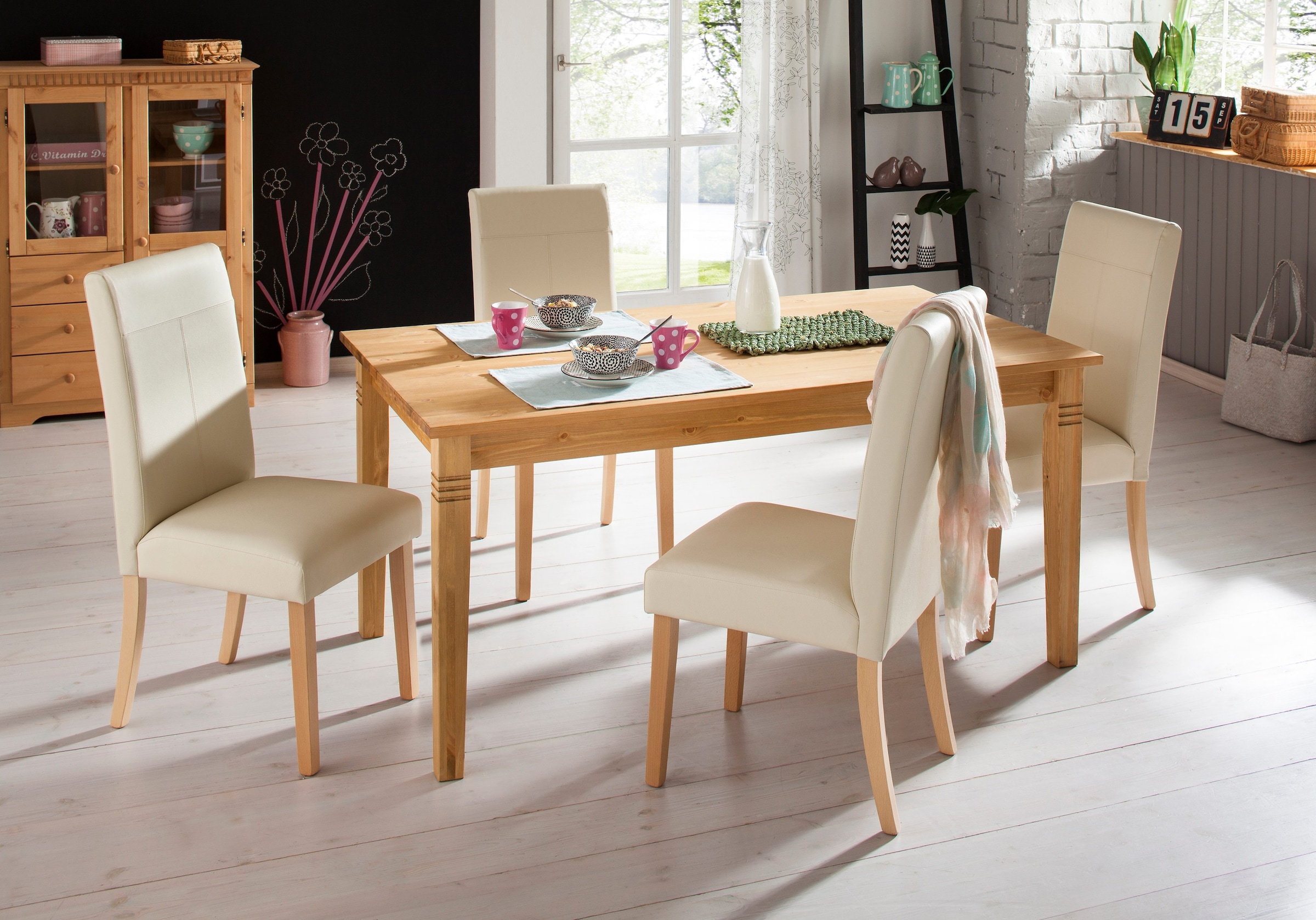 Home affaire Esszimmerstuhl »Rubin Polsterstuhl Bestseller«, (Set), 2 St., Kunstleder, Im 2er, 4er oder 6er-Set, mit honigfarbenen oder dunkelbraunen Beinen