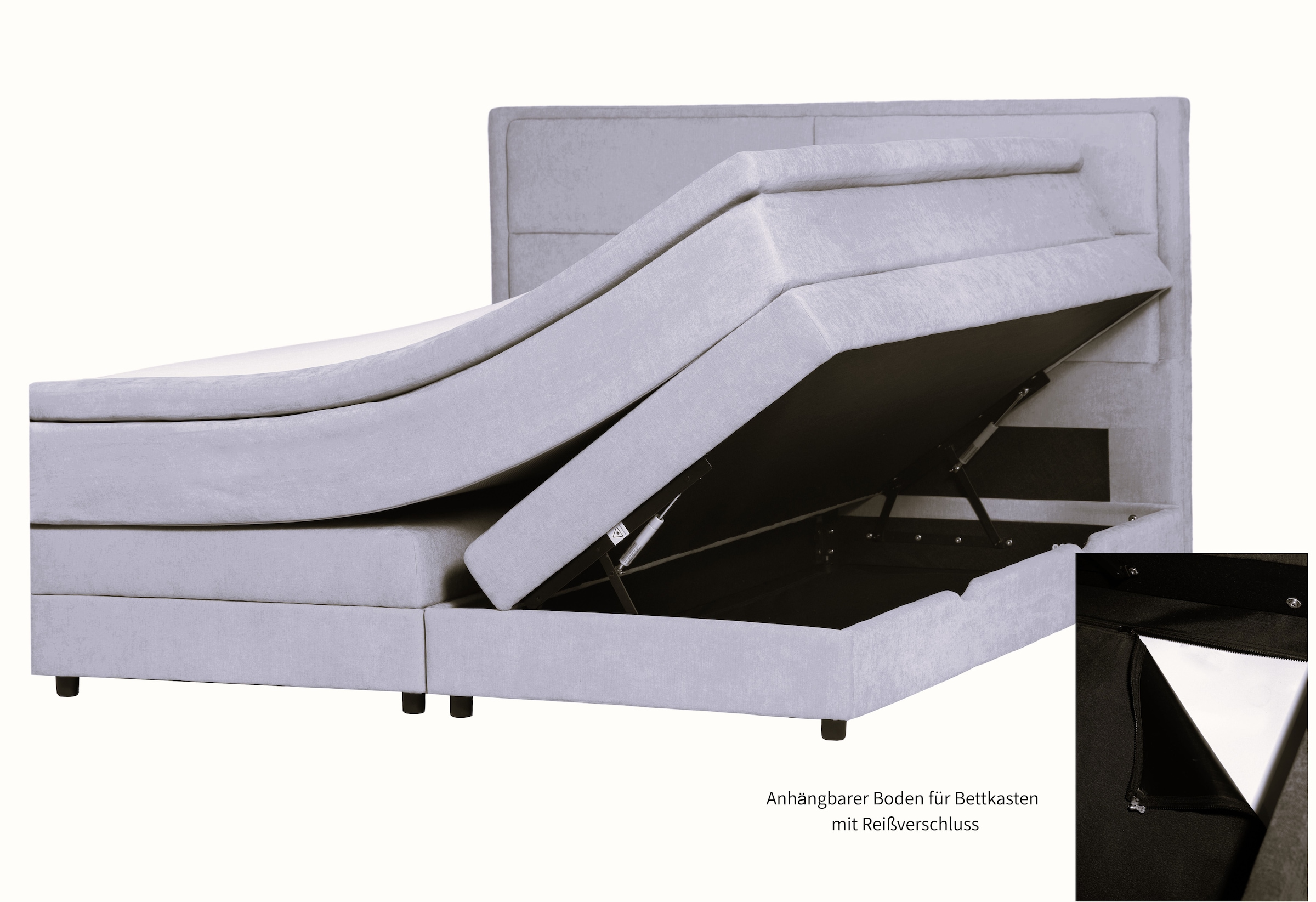 OTTO home Boxspringbett »FYNNA in den Breiten 140 & 180cm erhältlich, inkl. Bettkasten« inkl. Topper, erhältlich in verschiedenen Farben