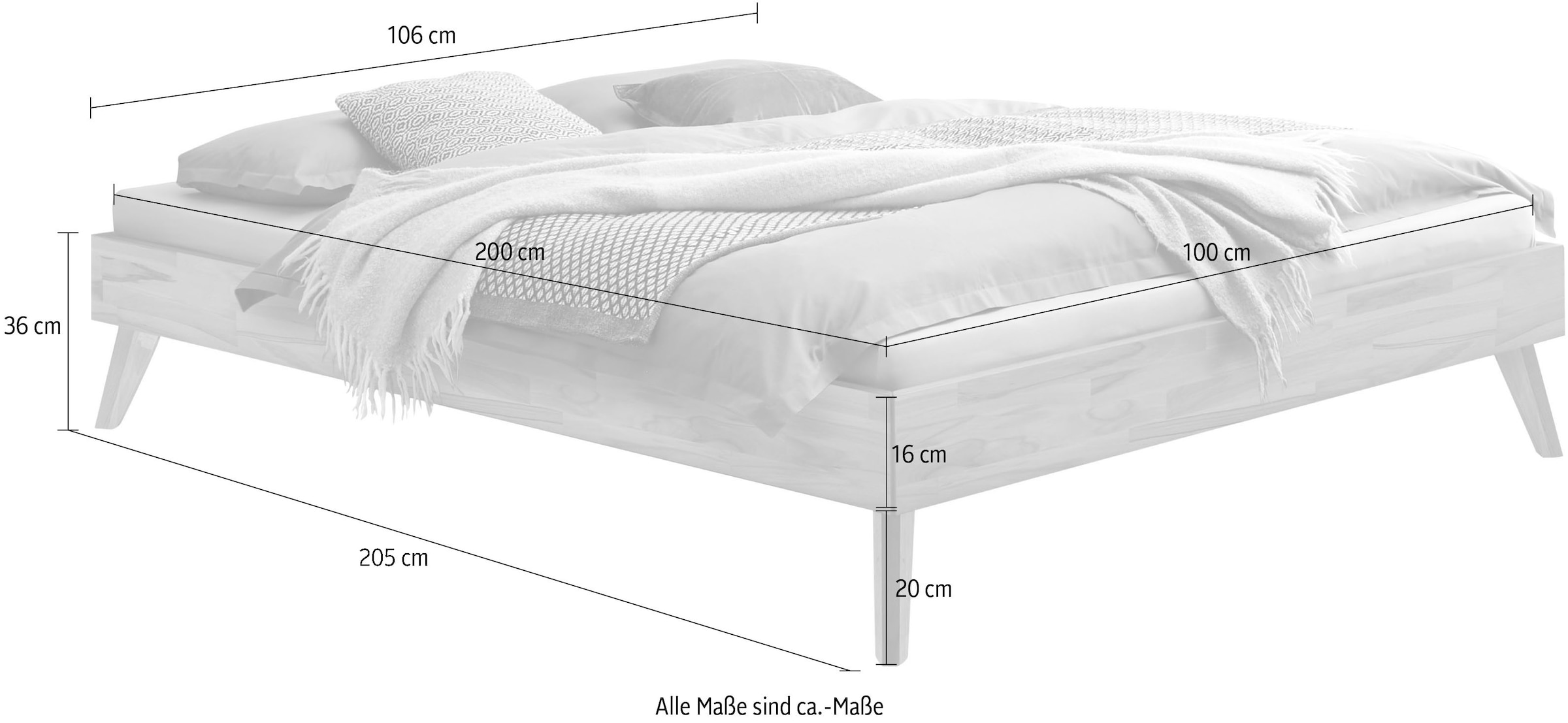 HASENA Holzbett »Calvari«, mit einer Fußhöhe von 20 cm