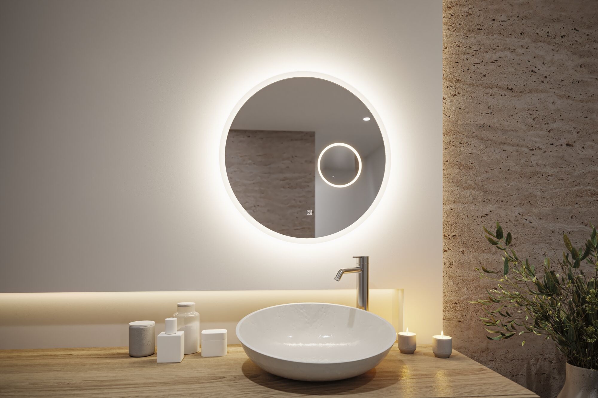 Paulmann LED Spiegelleuchte »LED Leuchtspiegel Mirra  IP44 dimmbar Spiegel« 1 Stk. Neutralweiß Memoryfunktion, Dimmer