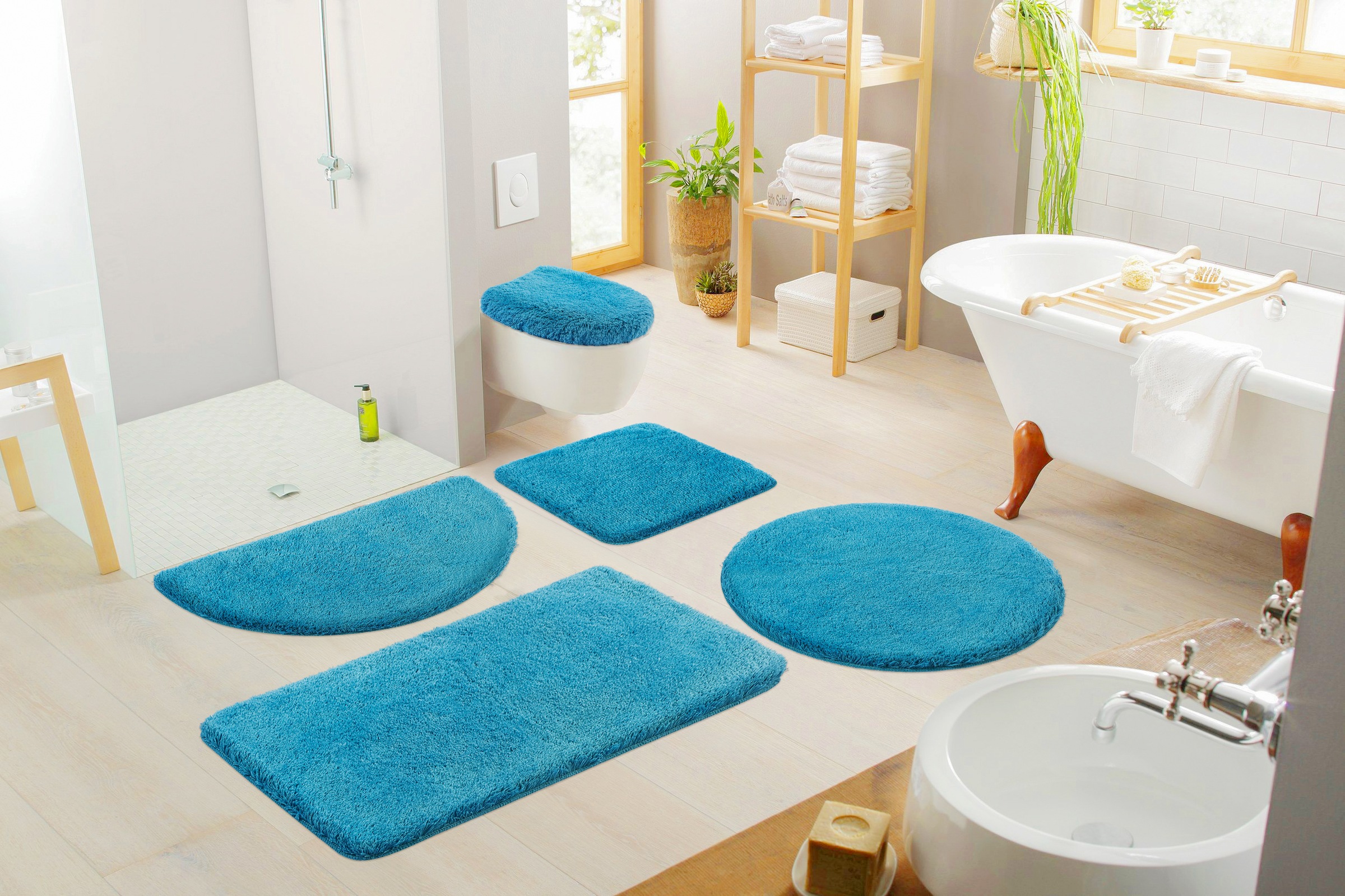 my home Badematte »Merida, Badvorleger, Badezimmer Teppich« Höhe 32 mm rutschhemmend beschichtet fußbodenheizungsgeeignet | schnell trocknend | strapazierfähig Badteppich, Uni Farben, rechteckig, rund & als 2-tlg. Set erhältlich