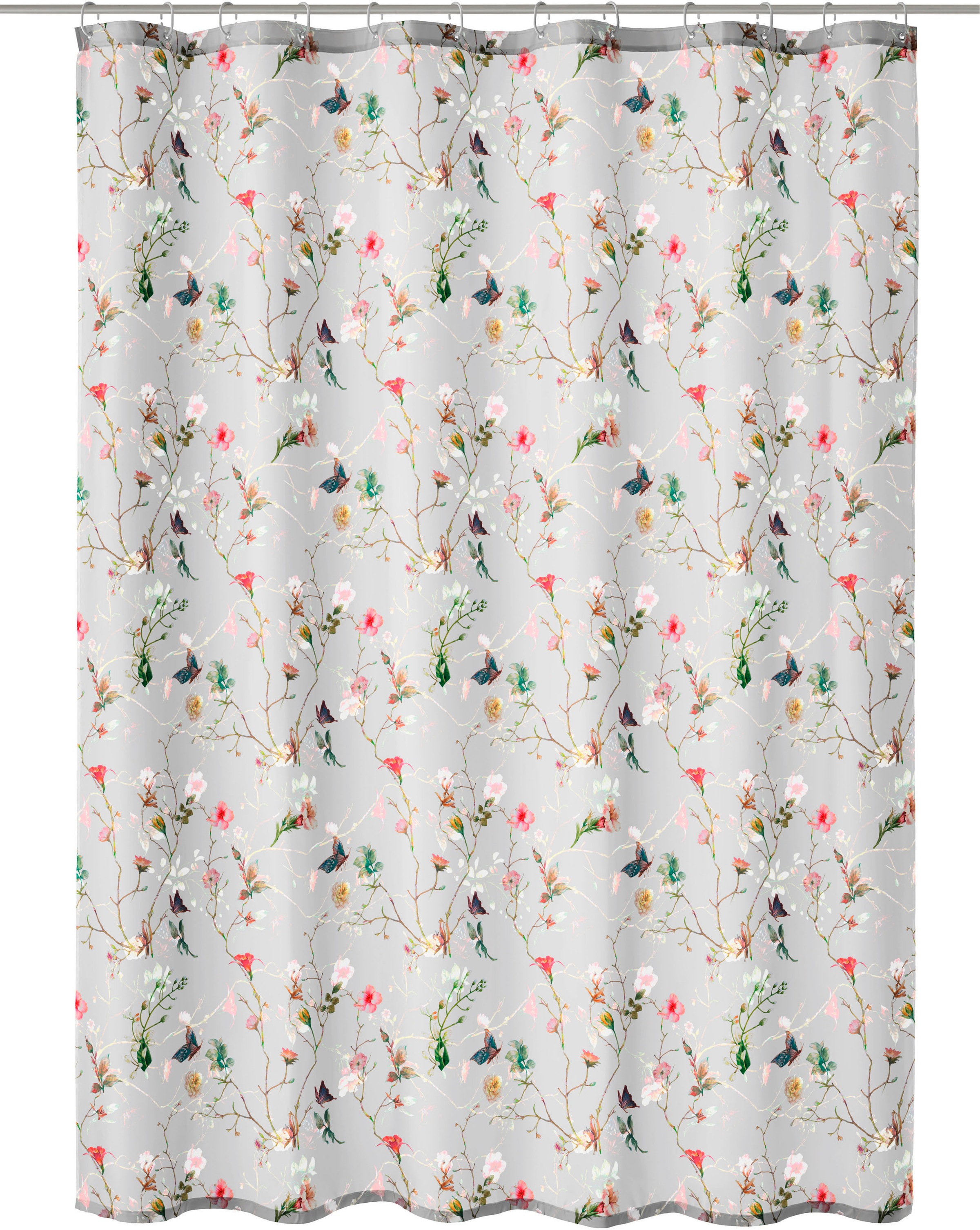 Kleine Wolke Duschvorhang "Flores" Breite 180 cm mit beschwertem Saum und Vorhangringen