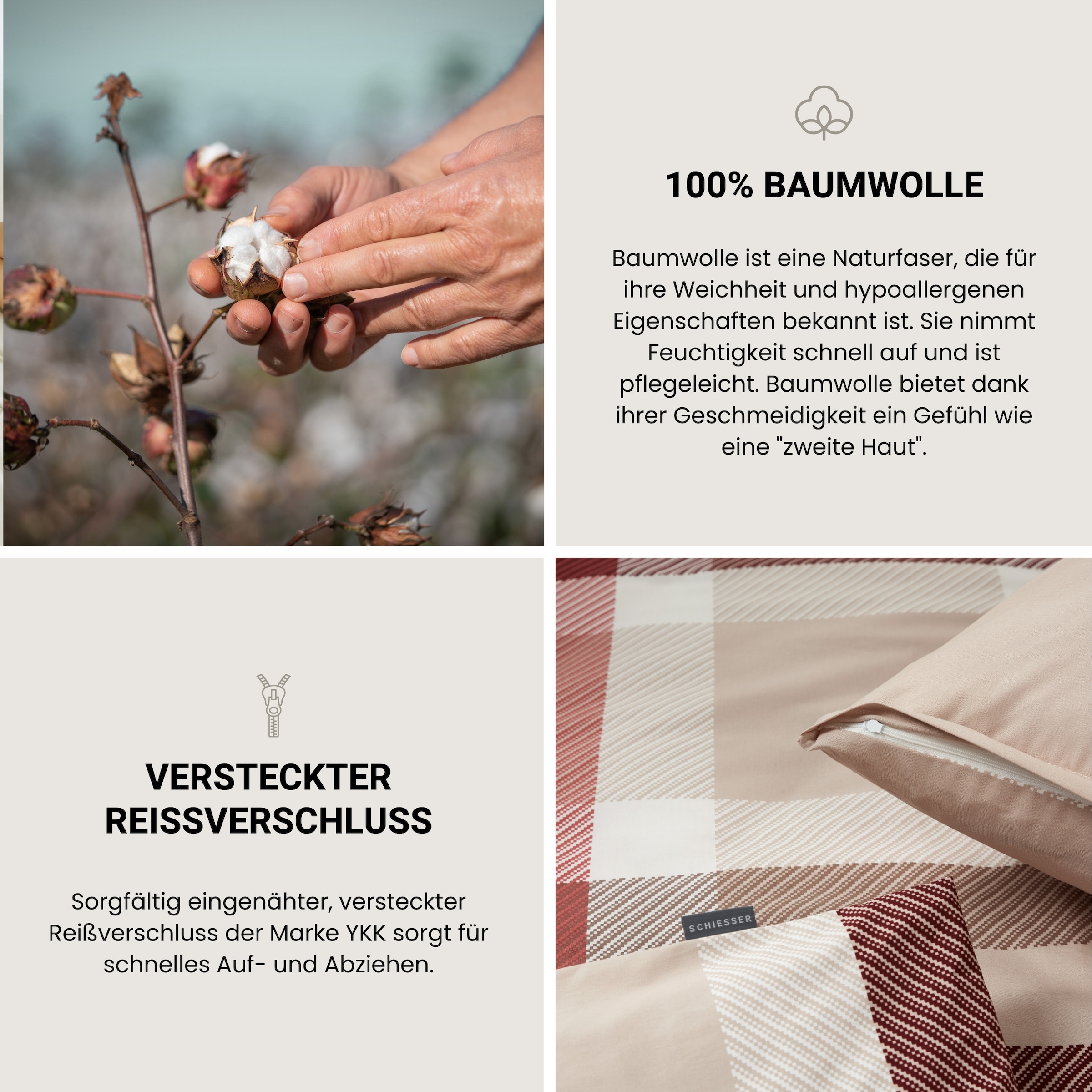 Schiesser Bettwäsche »Kris aus weicher Baumwolle mit markanten Karos«, Made in Green