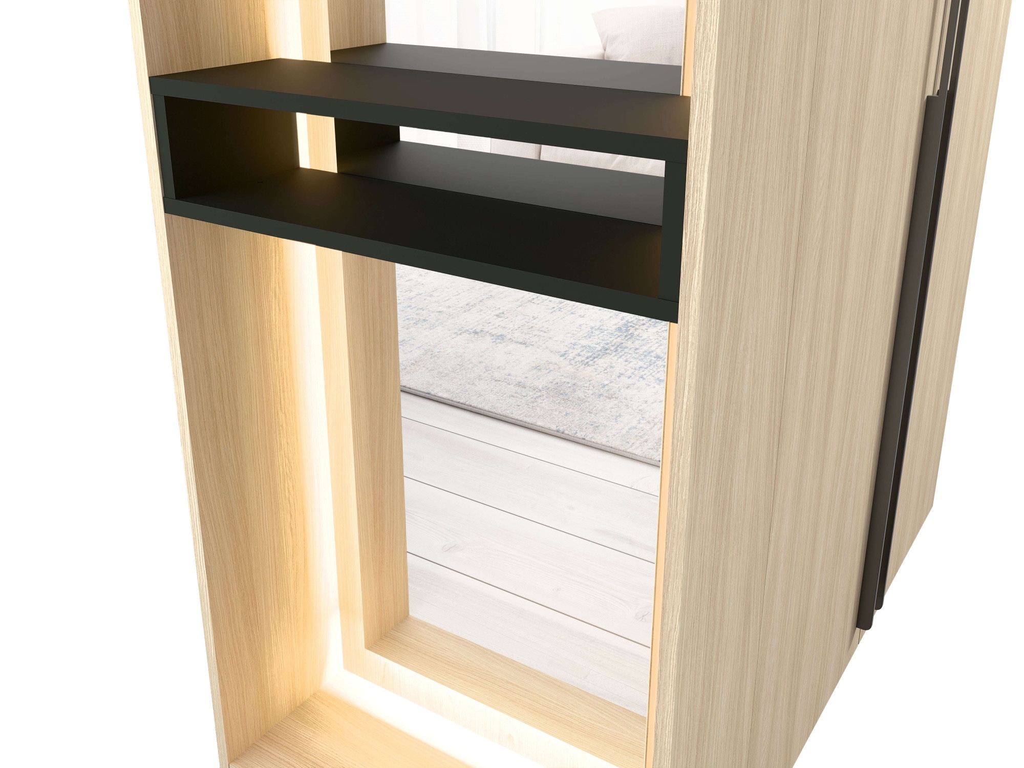 Home affaire Kleiderschrank »TRENTO Garderobe, Wäscheschrank mit großem Spiegel und LED-Beleuchtung«, mit Kleiderstange und Einlegeböden, Maße B/H/T: 111/208/58 cm