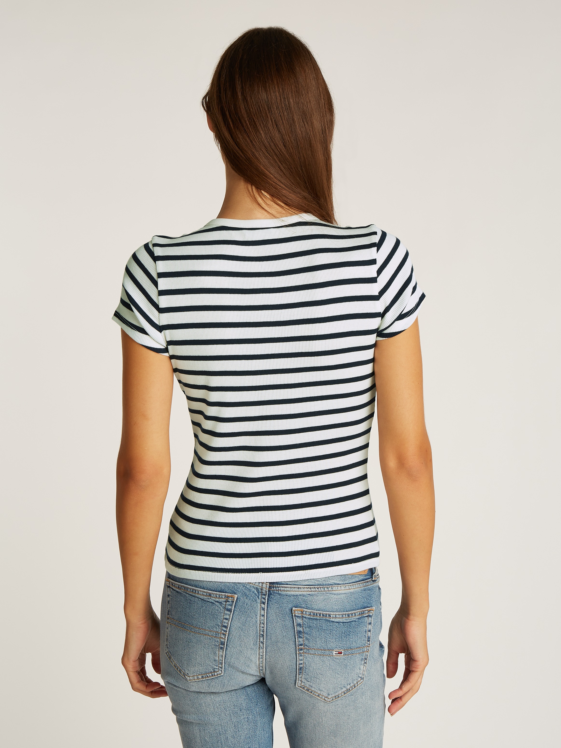 Tommy Jeans T-Shirt »TJW SLIM BUTTON RIB C-NECK SS«, mit Knöpfen