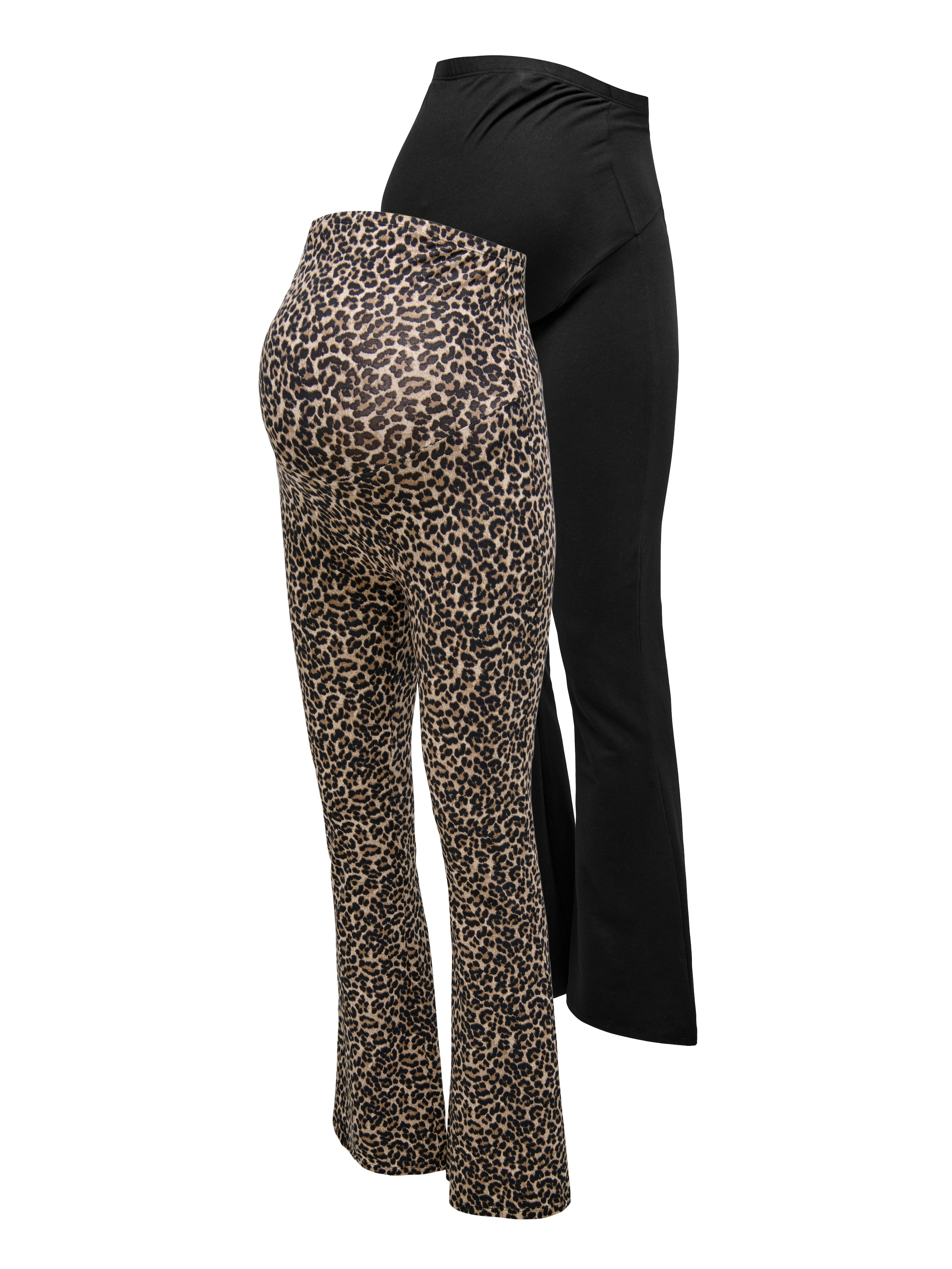 ONLY MATERNITY Umstandsleggings »OLMLOVELY LEO FLARED PANT 2-PACK NOOS«, (Packung, 2 tlg.)
