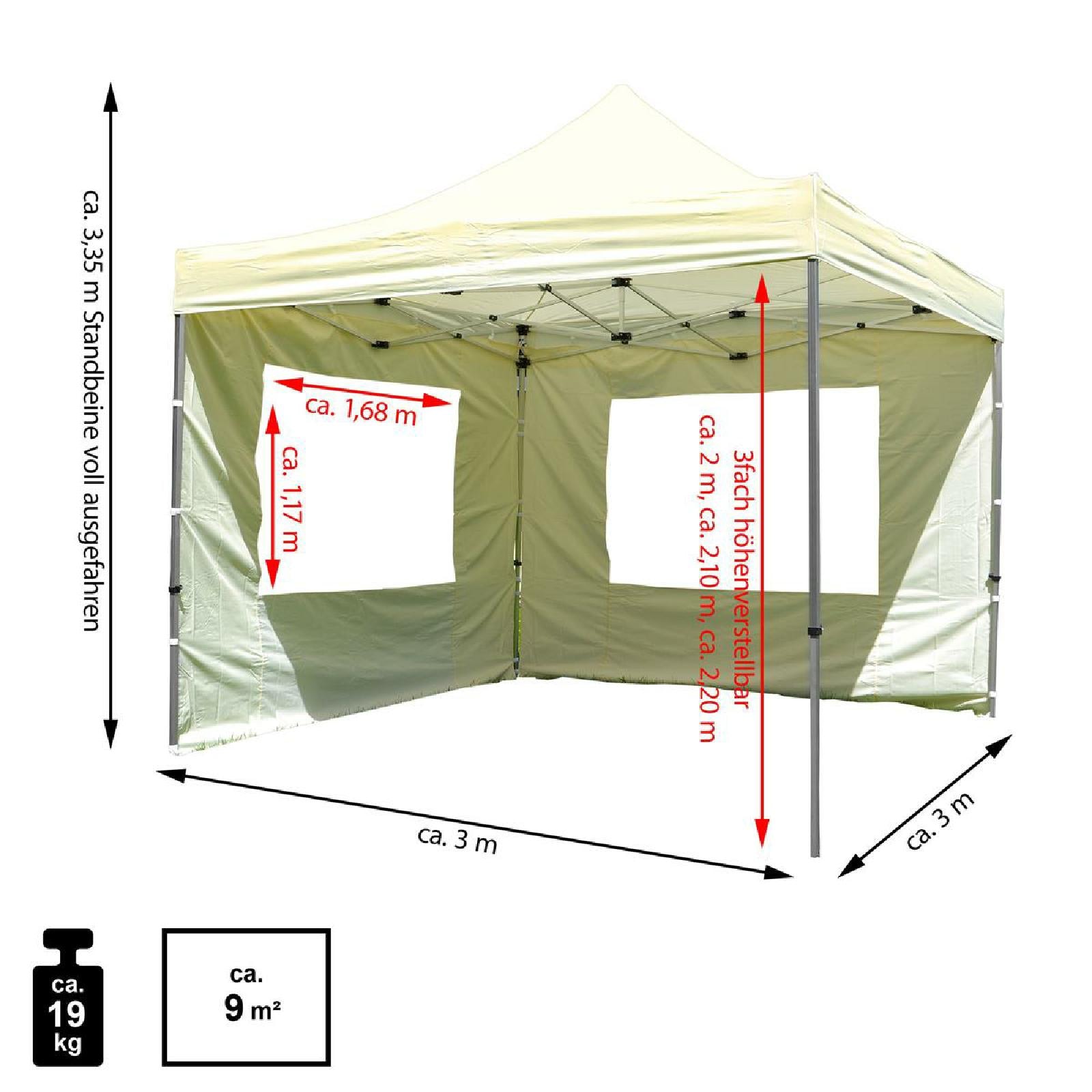 VCM Pavillon »Falt Pavillon 3x3m champagner+ Seitenteile«