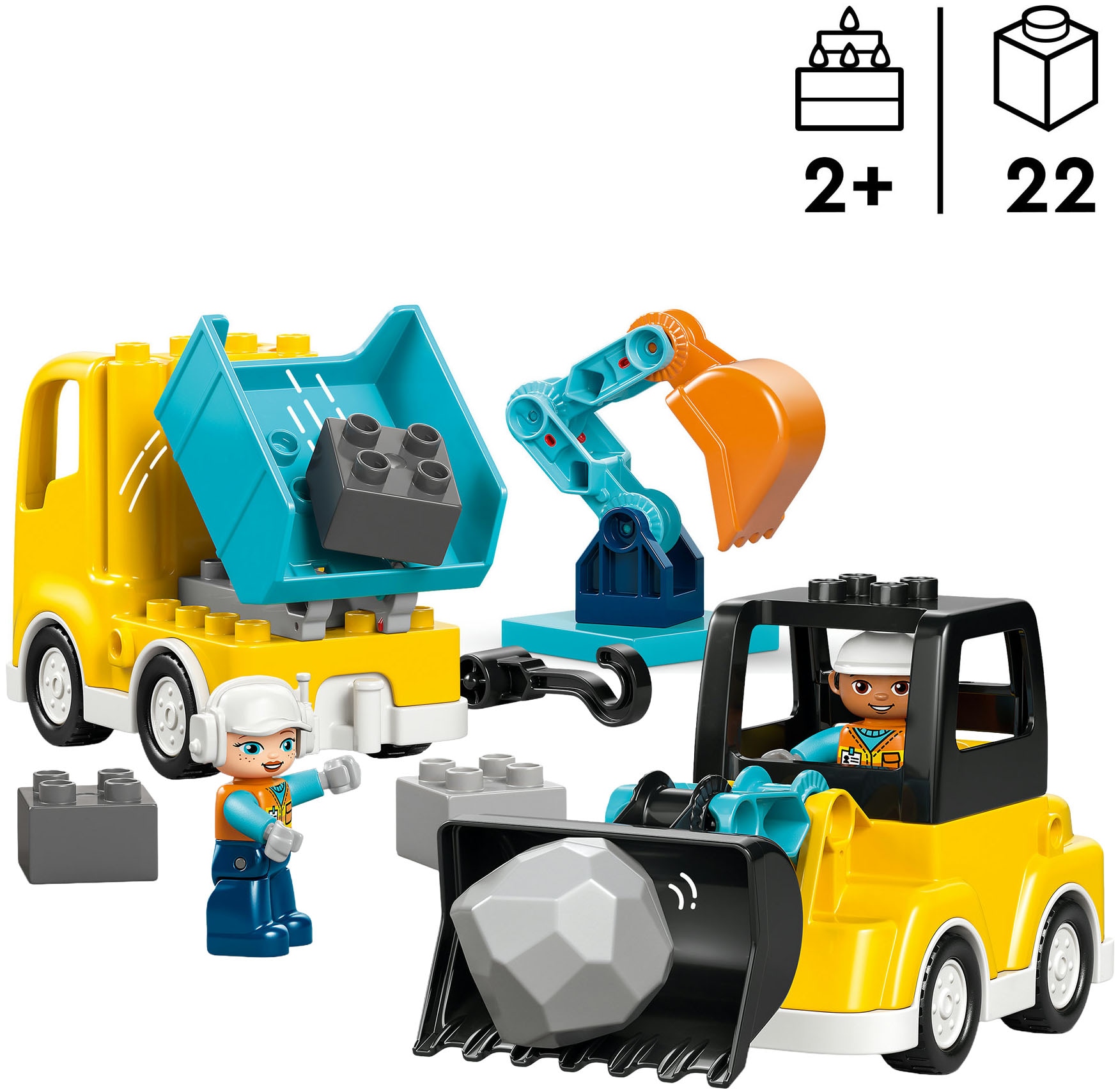 LEGO® Konstruktionsspielsteine »Baufahrzeuge – 3-in-1-Set (10475), LEGO DUPLO Town« Made in Europe