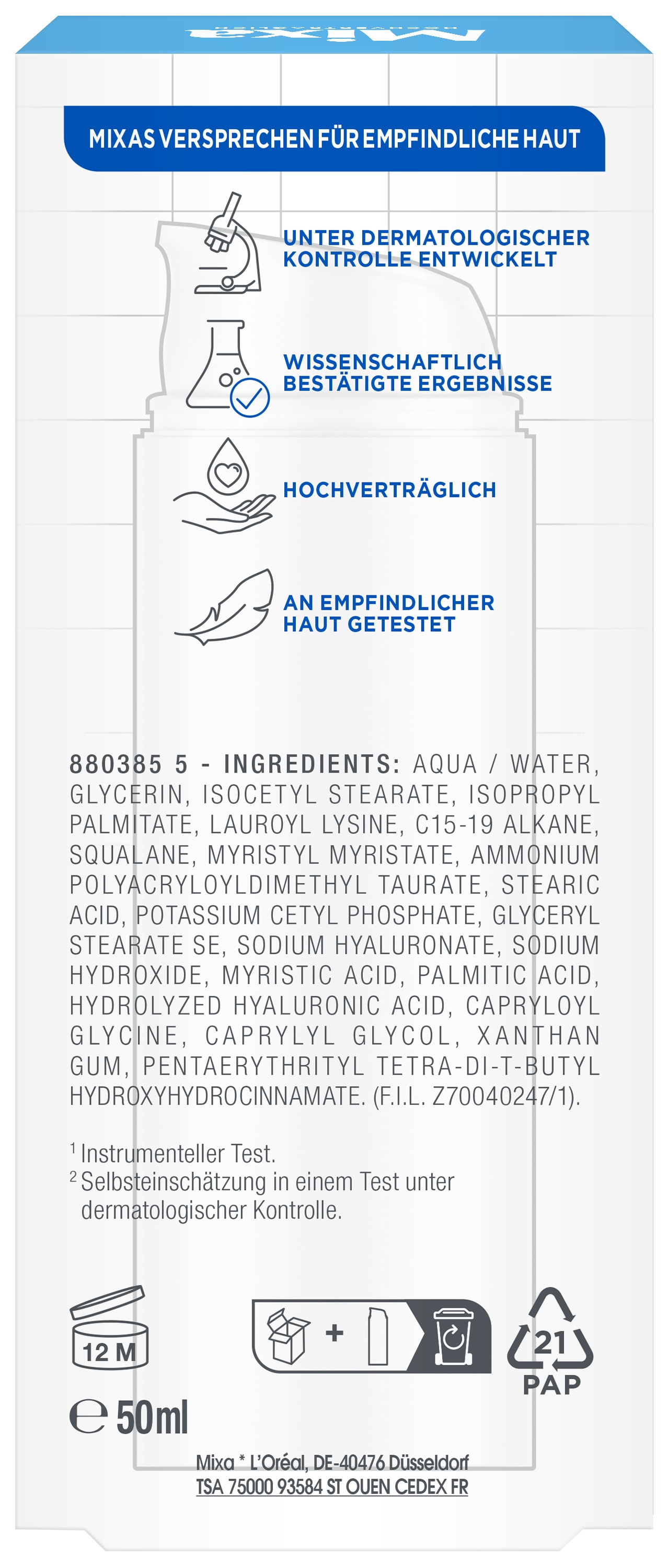 Mixa Körpercreme »Mixa Anti-Trockenheit Creme« Bis zu 48h intensive Feuchtigkeit für trockene, empfindliche Haut.