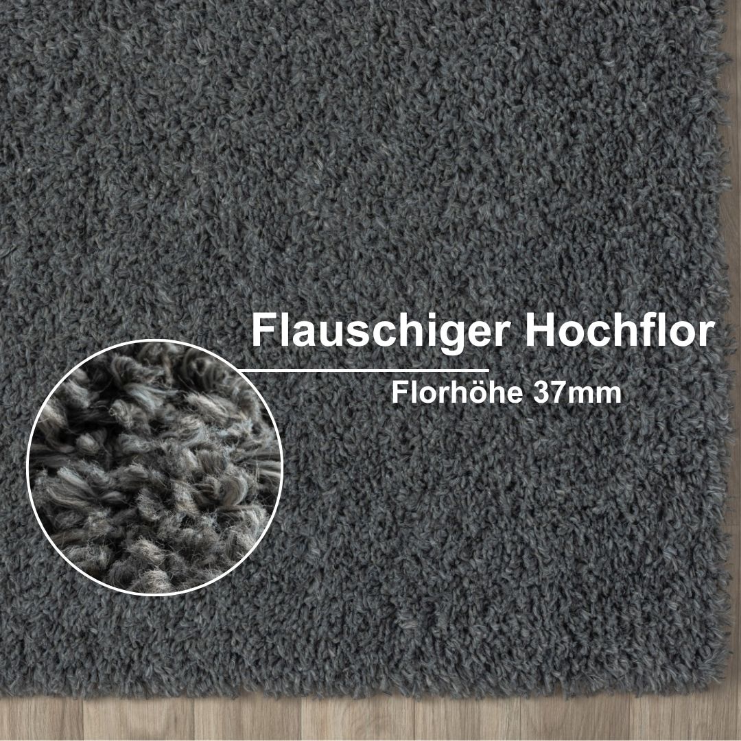 Myflair Möbel & Accessoires Hochflor-Läufer »My Shaggy«, rechteckig, 37 mm Höhe, Shaggy, Uni Farben, leicht glänzend, Microfaser, extra flauschig