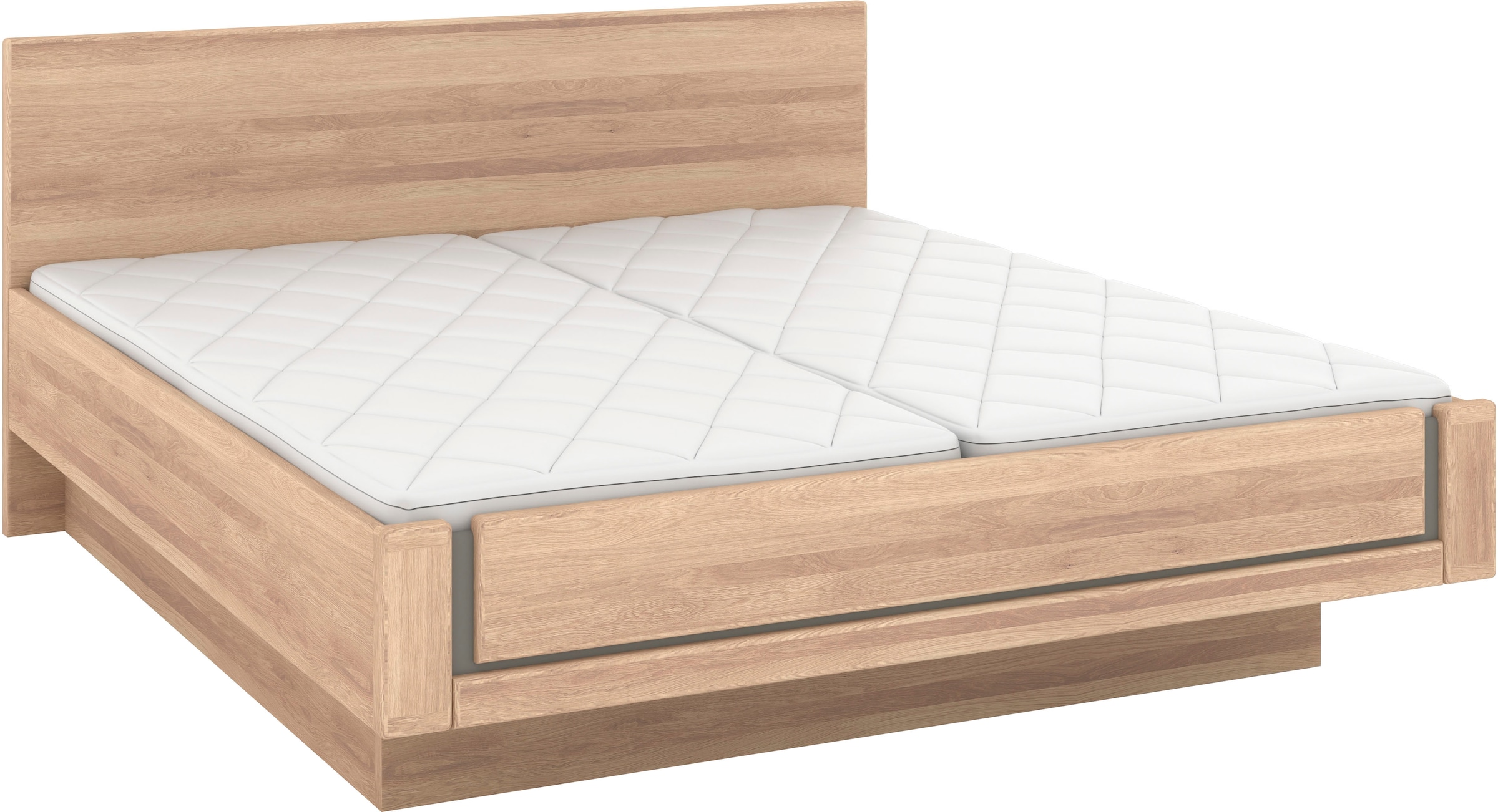 Musterring Holzbett »Sorrent, Bettgestell, Bettrahmen, teilmassiv Eiche«, (MADE IN GERMANY), Eiche teilmassiv, Liegehöhenverstellung, in schwebender Optik
