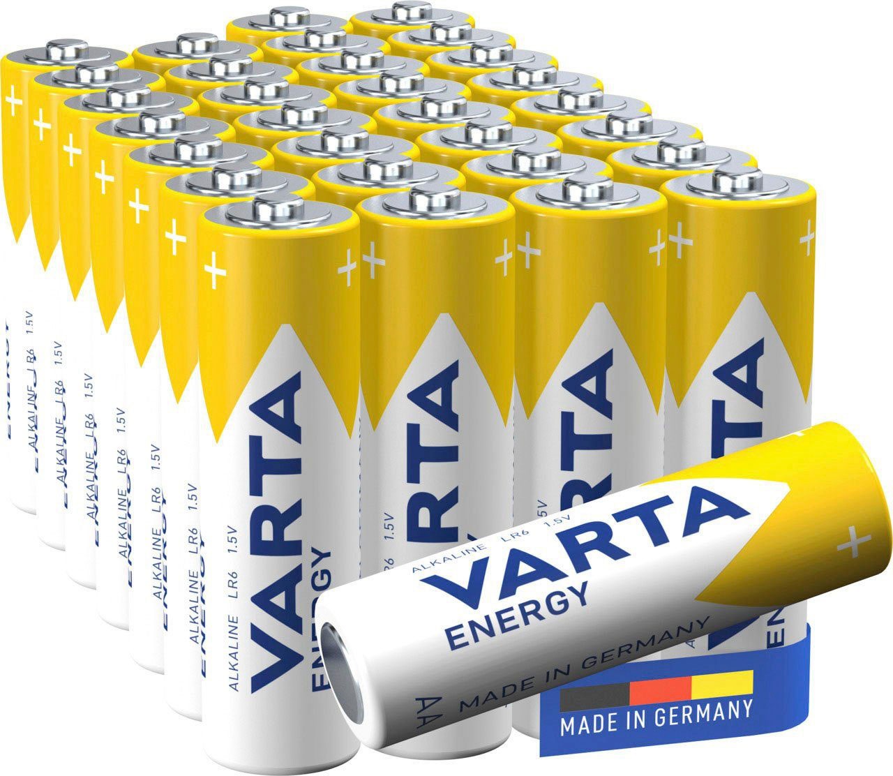 VARTA Batterie »30er Pack Energy AA Mignon LR6 Alkaline - Made in Germany«, LR06, (30 St.), bis zu 5 Jahren lagerfähig