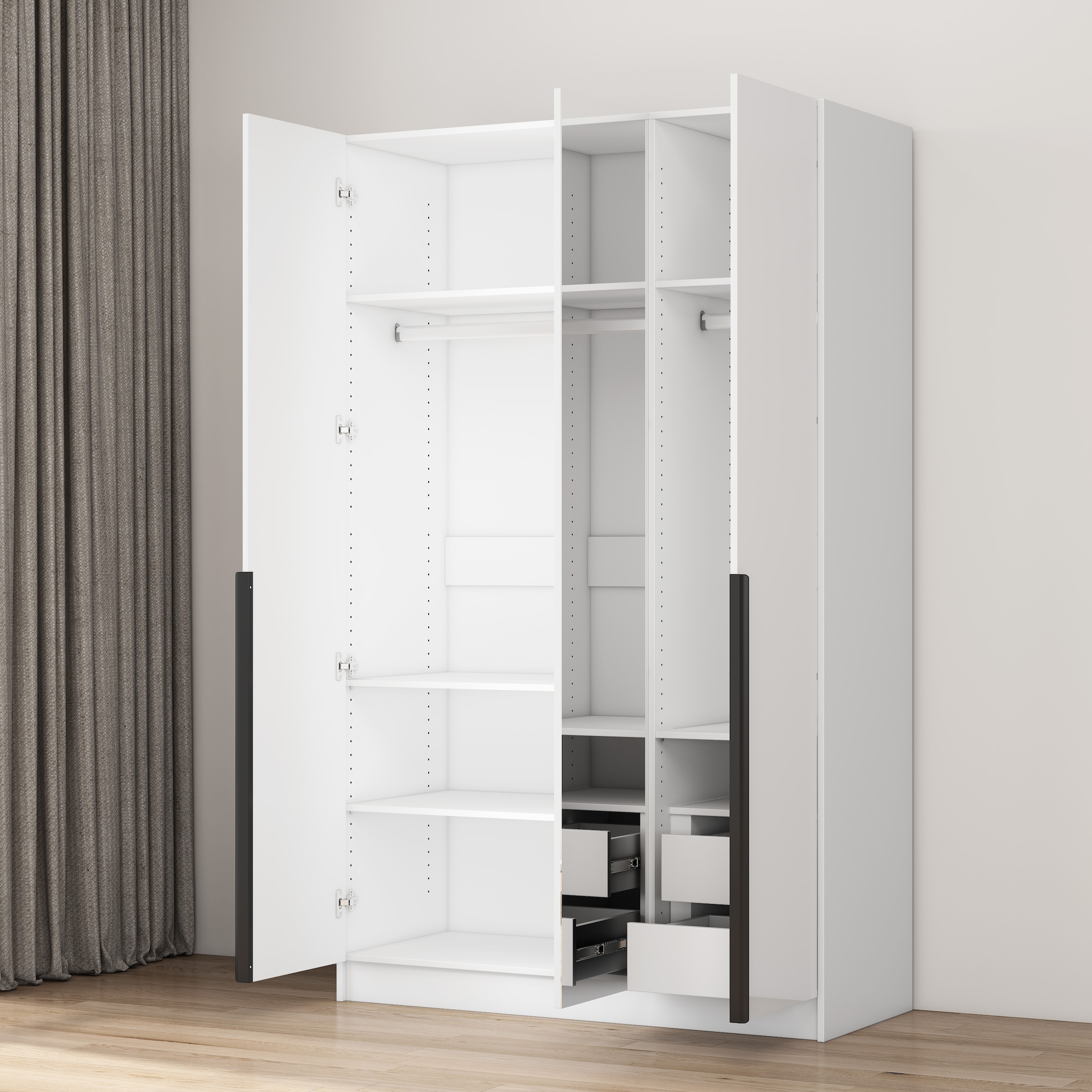 OTTO home Kleiderschrank »Annor Schlafzimmerschrank Breite 122cm hochglanz Schrank Garderobe« Drehtürenschrank mit perfekter Innenausstattung - elegante Türgriffe