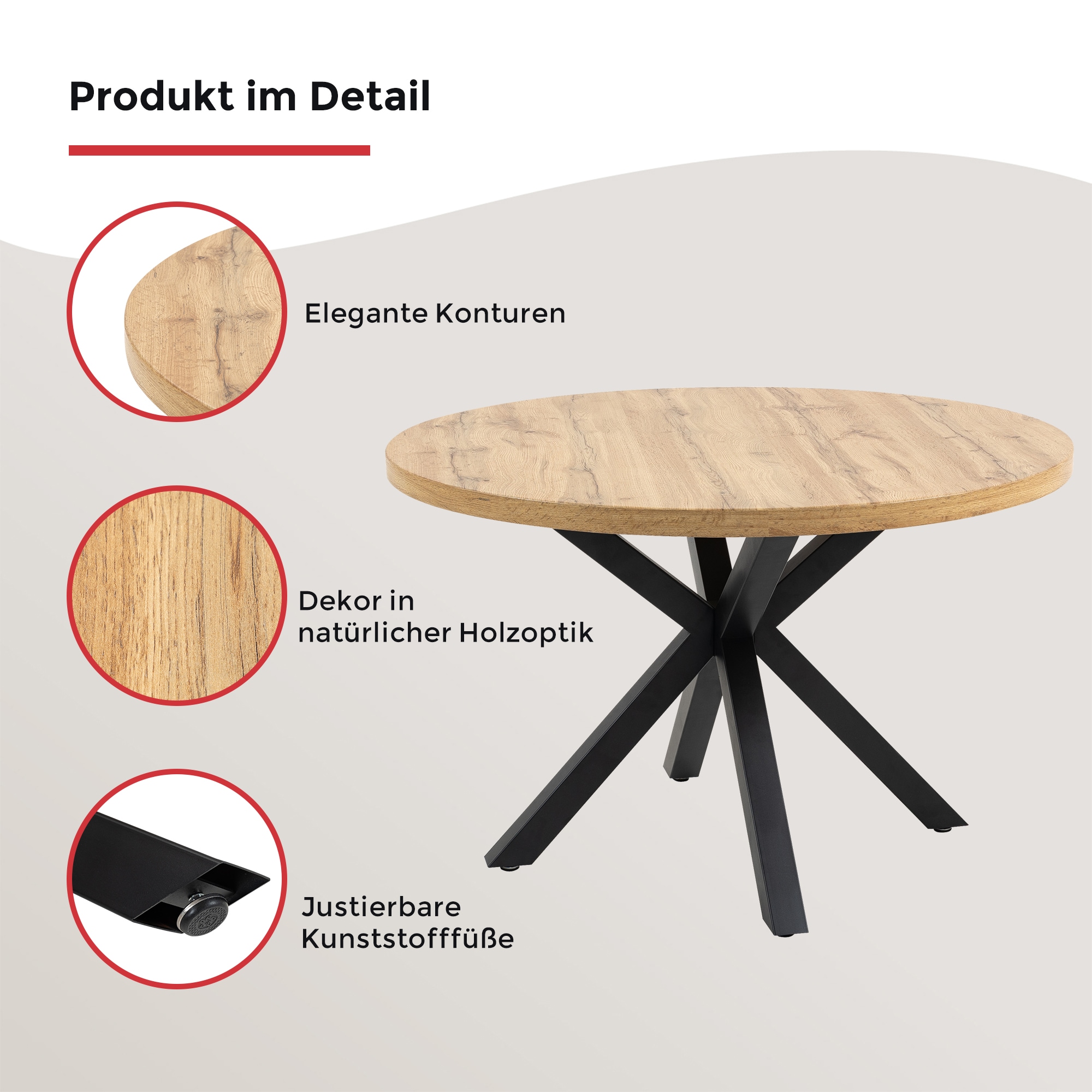 Duo Collection Esstisch »Damira Tisch rund BESTSELLER«, Massives Metallgestell, Belastbarkeit bis 100 kg