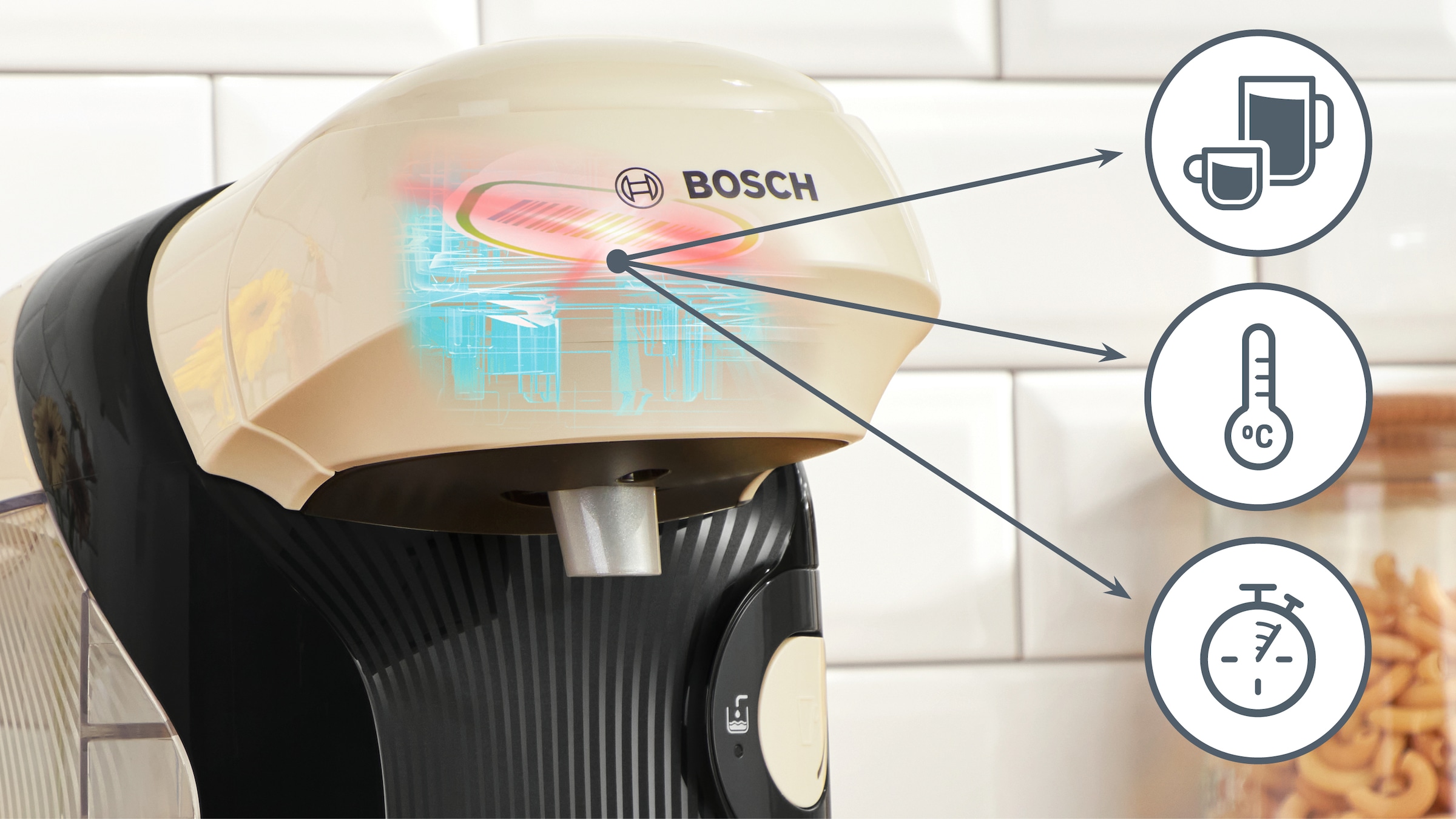 TASSIMO Kapselmaschine »style friendly TAS117E, über 70 Getränke, platzsparend«, nachhaltig, geeignet für alle Tassen, Wassertank 0,7 L, creme/schwarz